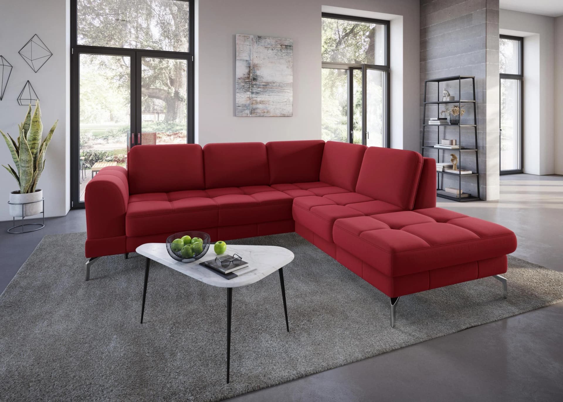 SIT & MORE Ecksofa Bendigo L-Form Rot mit Sitztiefenverstellung