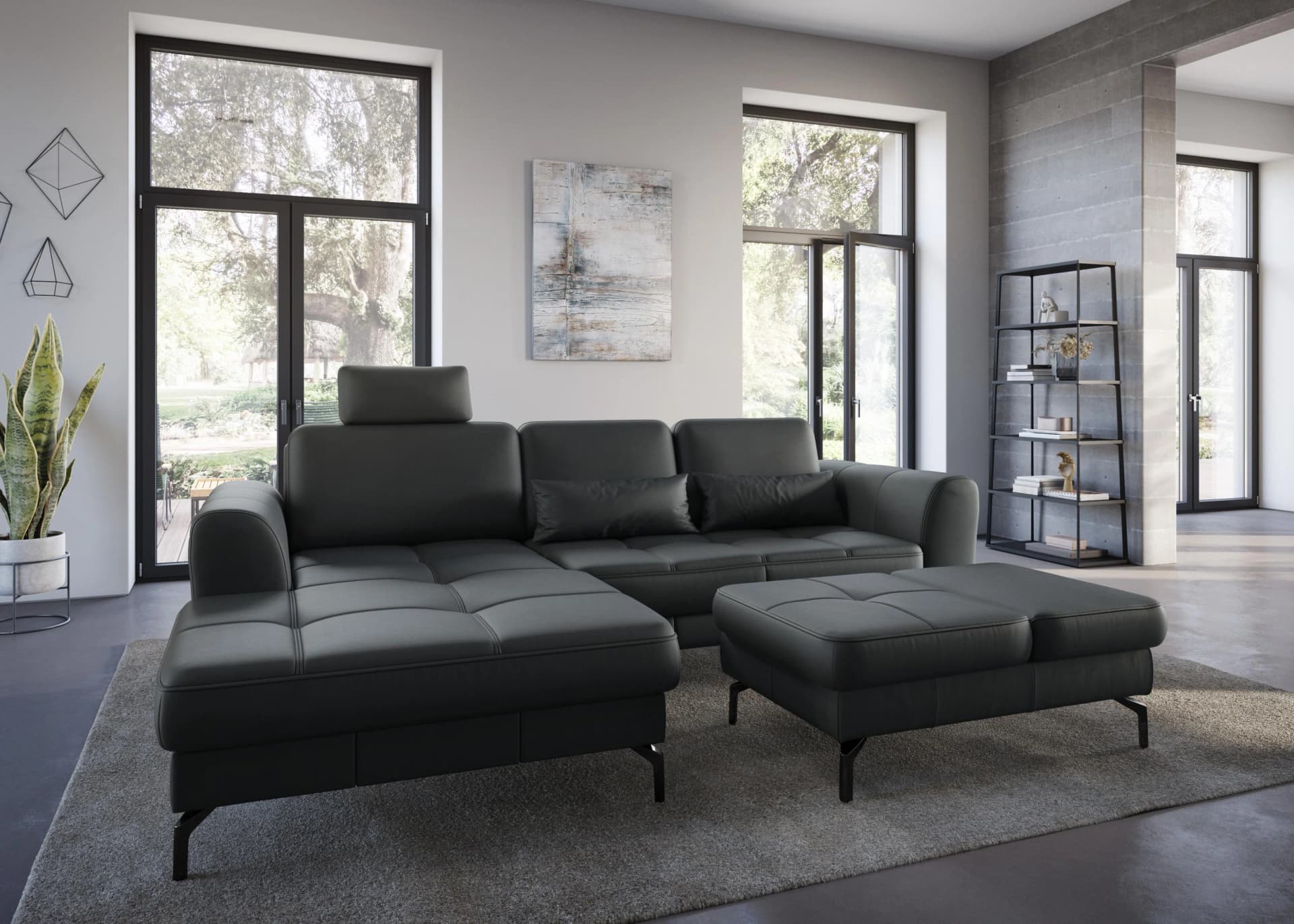 SIT & MORE Kopfstütze Bendigo Schwarz NaturLEDER®
