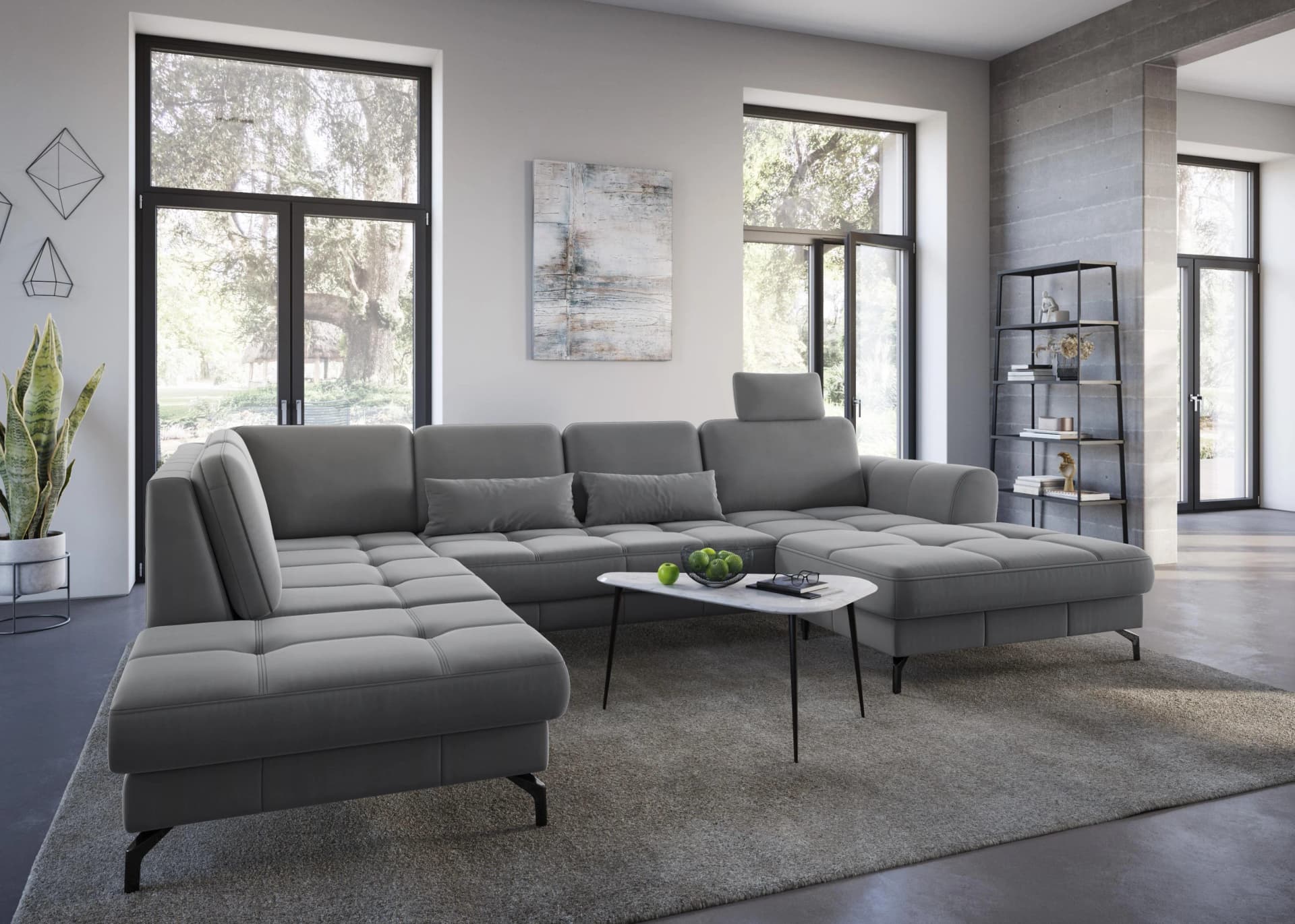 SIT & MORE Kopfstütze Bendigo Hellgrau Samtoptik