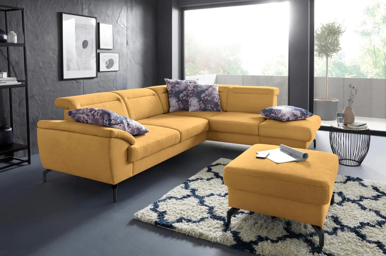 SIT & MORE Ecksofa Percy L-Form Gelb mit Sitztiefenverstellung
