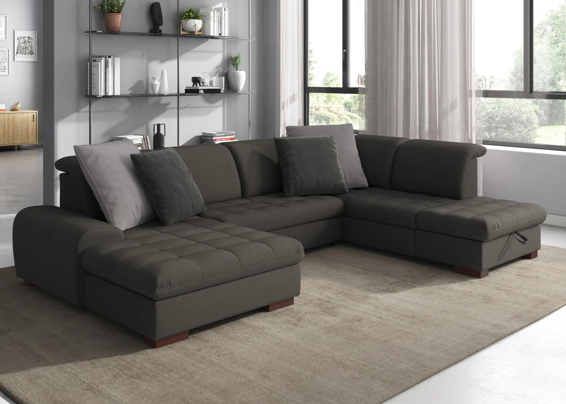 Sit & More Luxor Sofakissen 2-tlg. Anthrazit Samtoptik