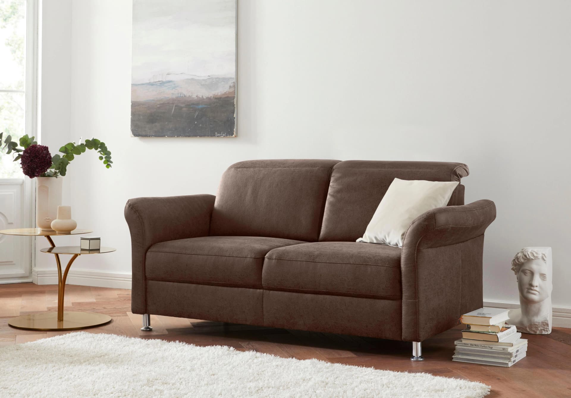 SIT & MORE Darwin 2,5-Sitzer Sofa Cognac Flachgewebe