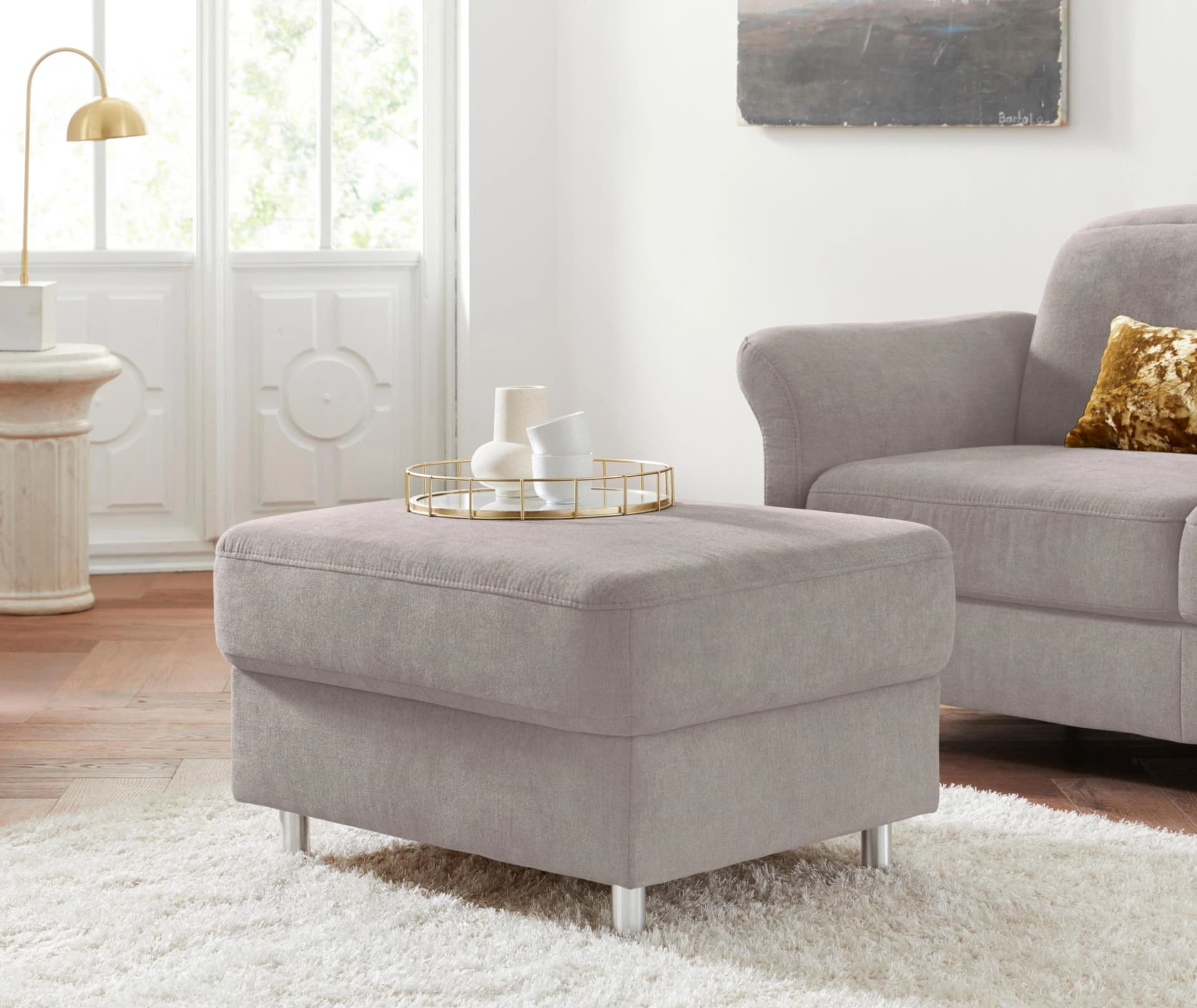 SIT & MORE Stauraumhocker Darwin Grau Federkern