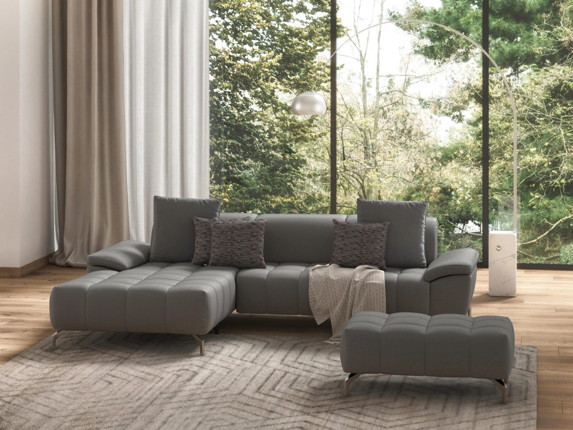 Sit & More Ecksofa Cool L-Form Grau Microfaser