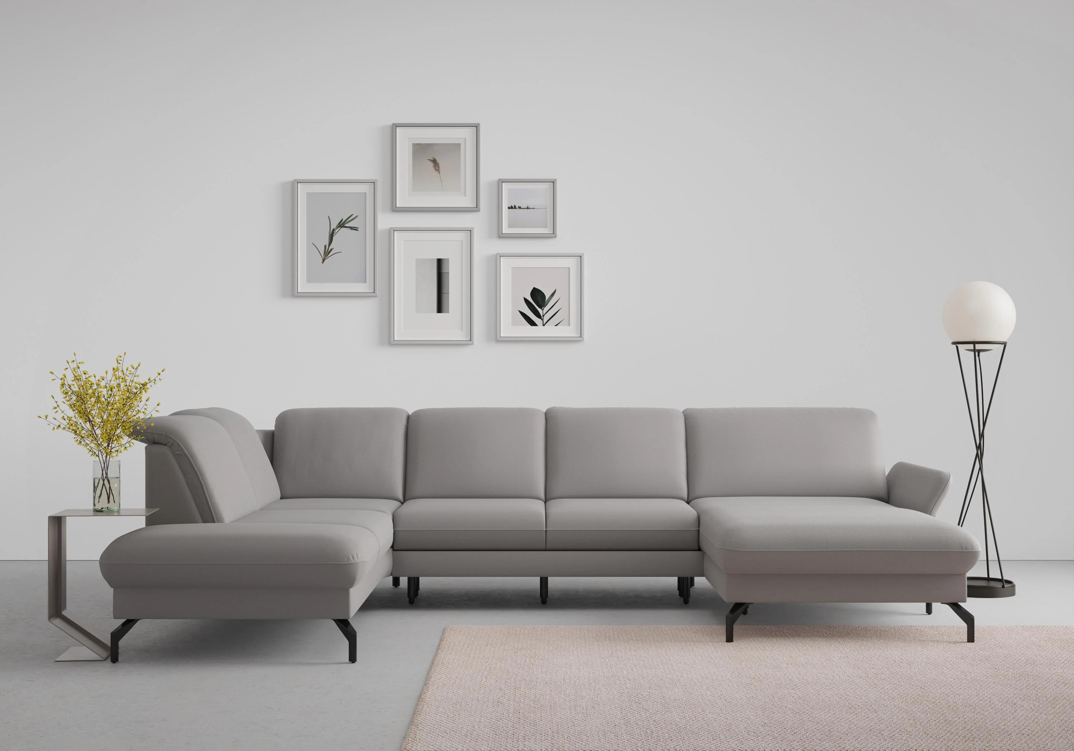 Sit & More Wohnlandschaft U-Form Grau Motorisch mit Kopfteilverstellung