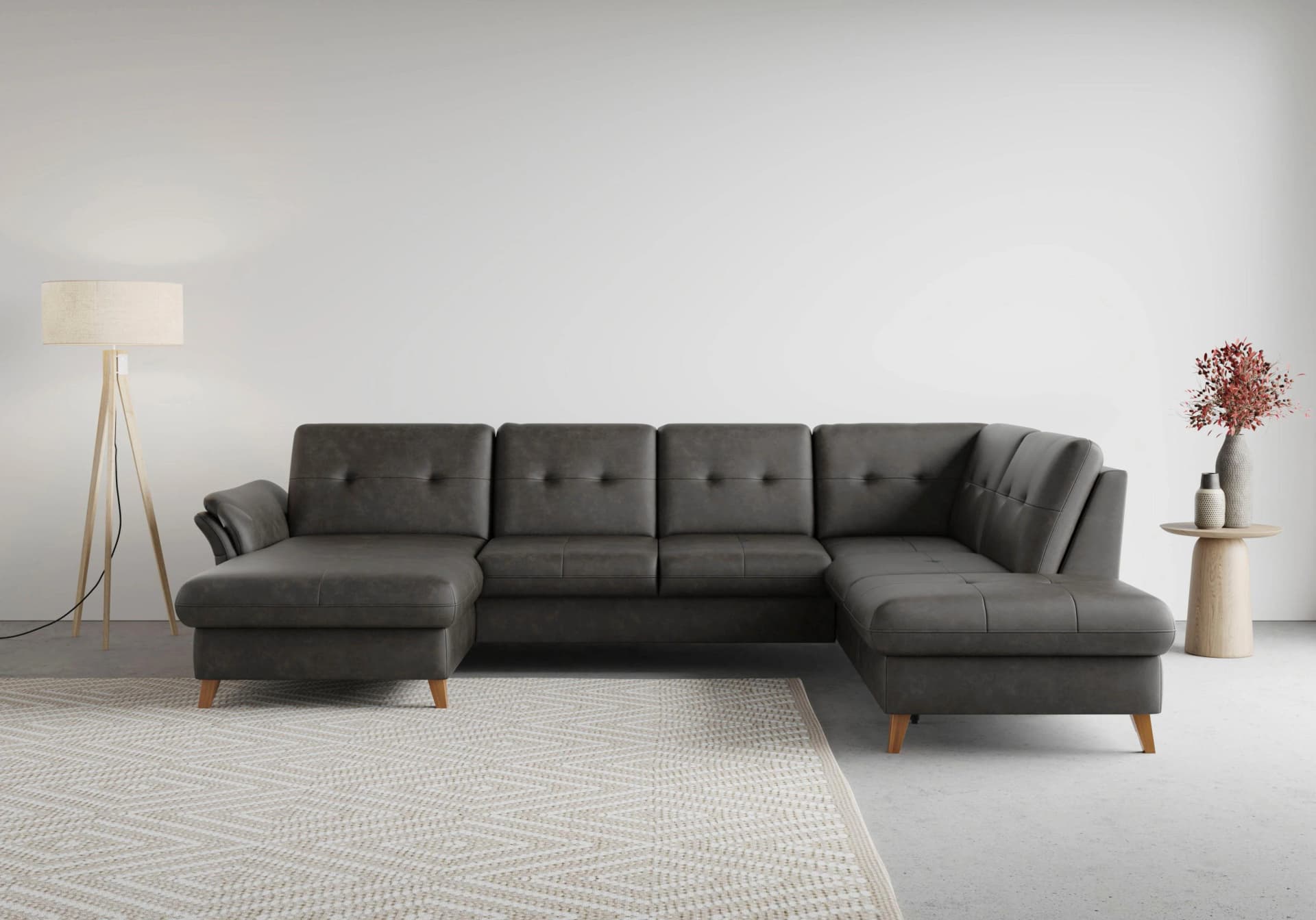 SIT & MORE Wohnlandschaft Göteborg Anthrazit mit Recamiere