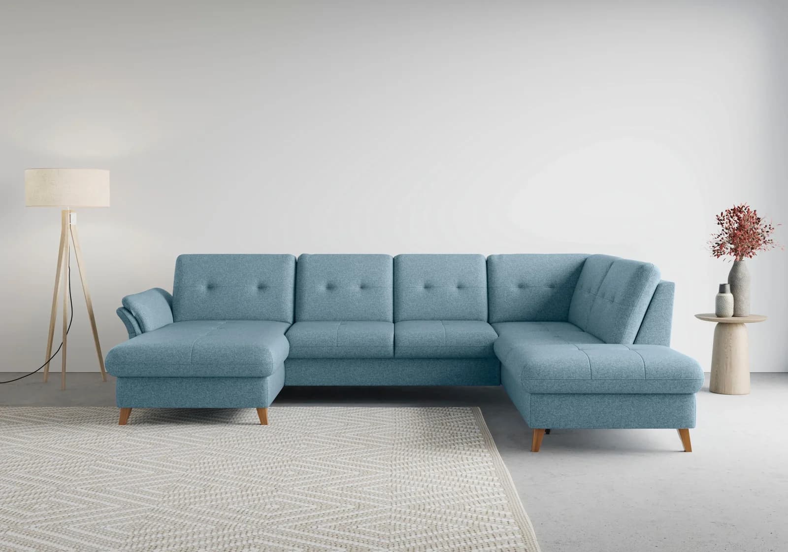 SIT & MORE Wohnlandschaft Göteborg Eisblau Recamiere Sitztiefenverstellung