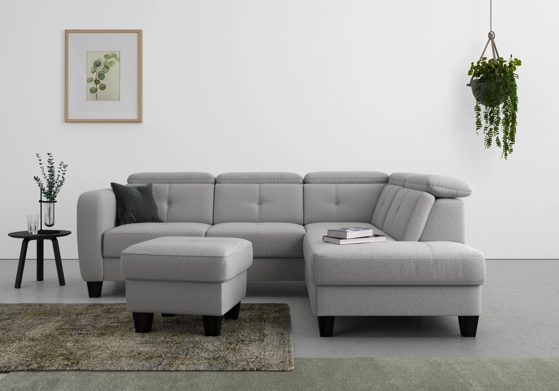 SIT & MORE Stauraumhocker Belluci Grau mit Holzbeinen