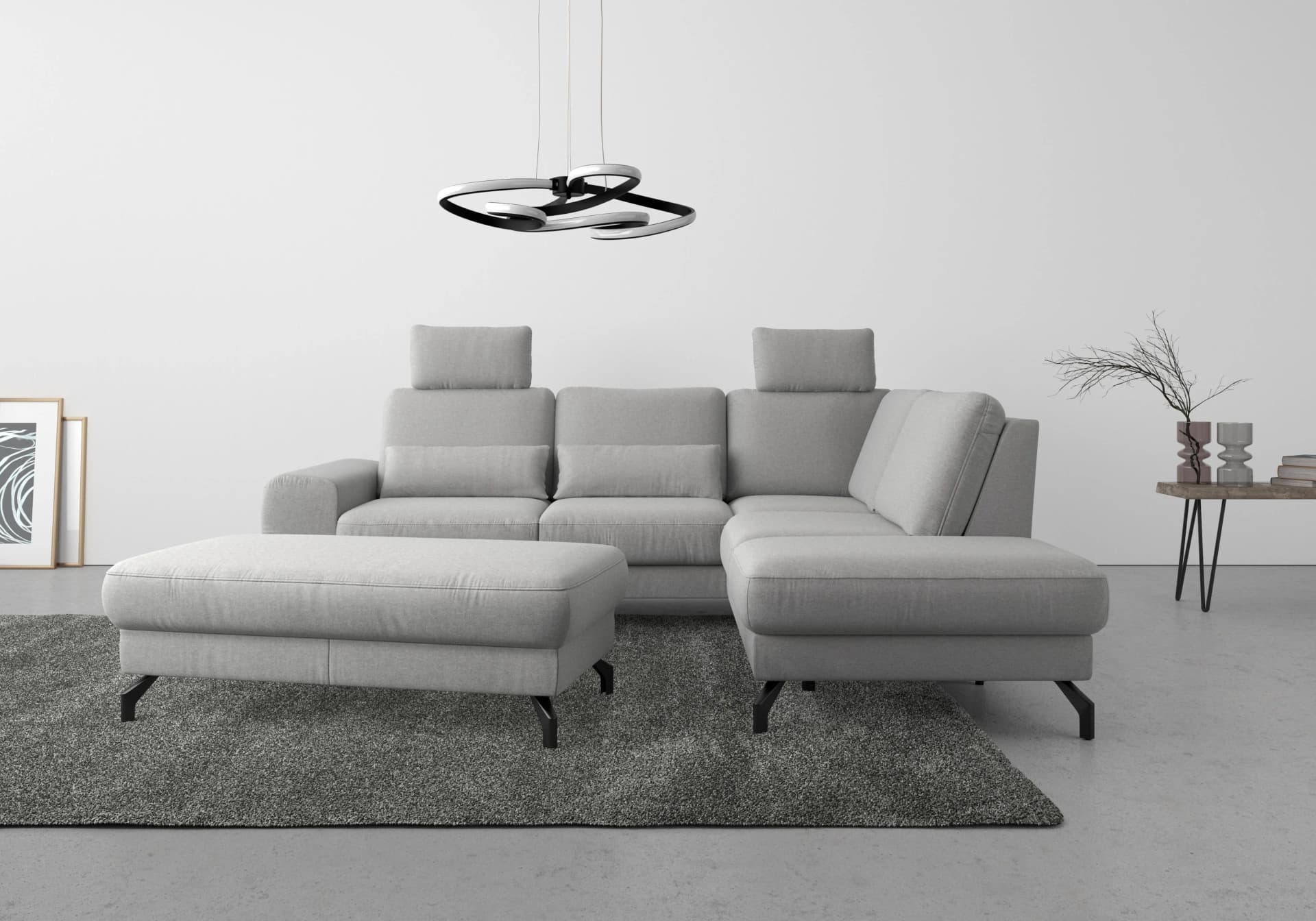 SIT & MORE Ecksofa Cinturo L-Form Grau Microfaser