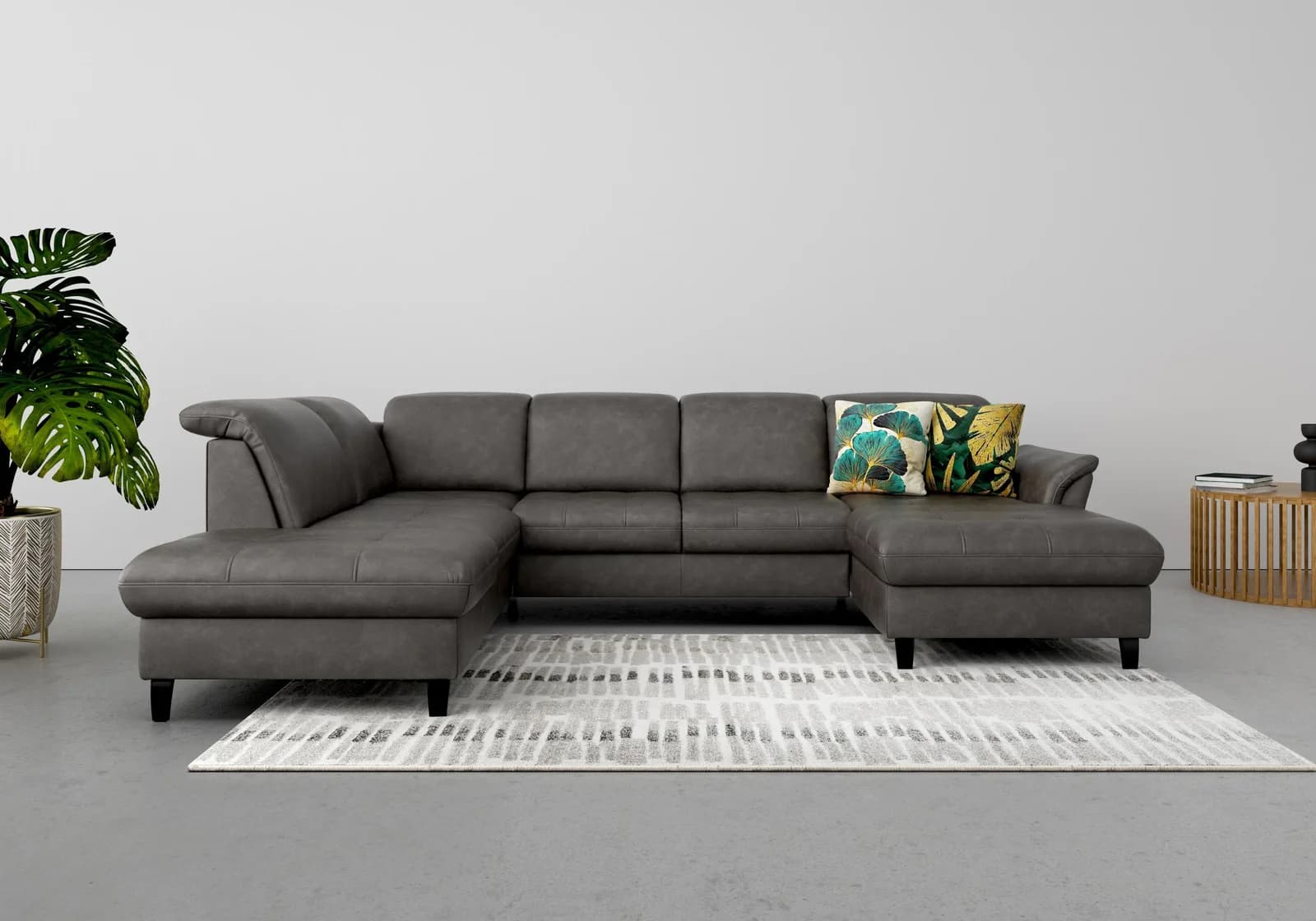 SIT & MORE Wohnlandschaft Maggiore U-Form Anthrazit