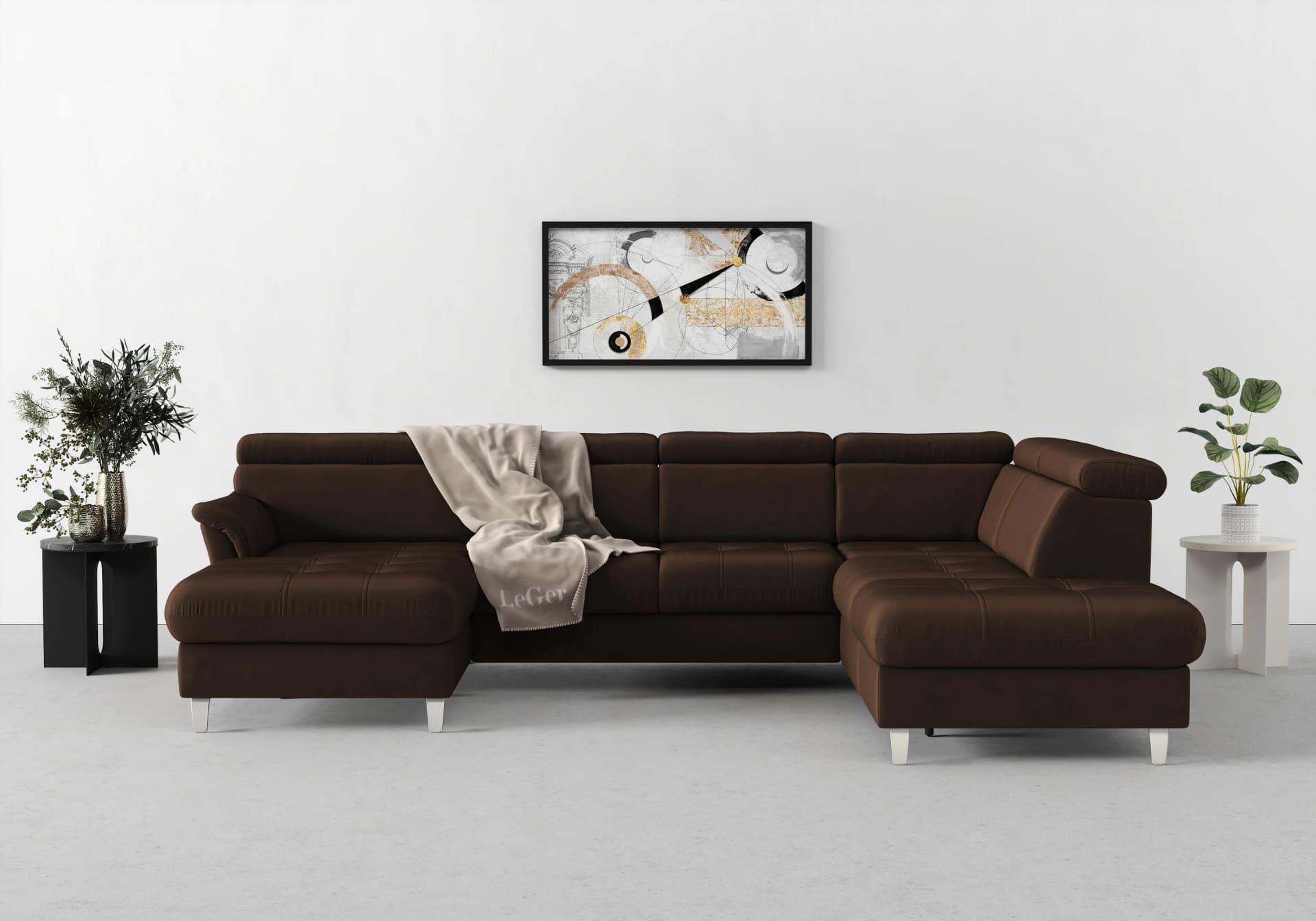 Sit & More Wohnlandschaft Marano U-Form Dunkelbraun 7-Sitzer