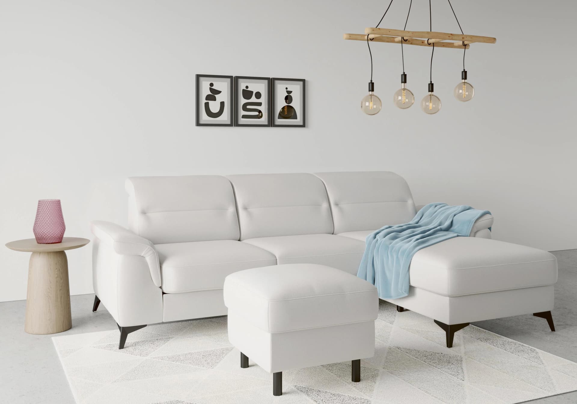 Stauraumhocker Sinatra Silber von SIT & MORE mit Metallfüßen