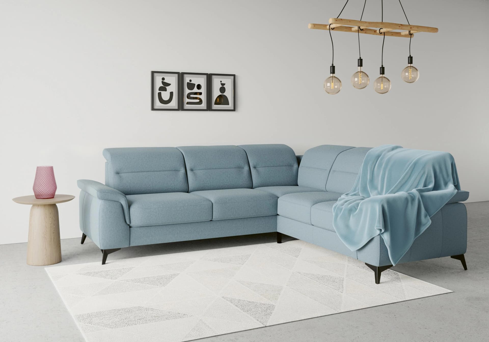 SIT & MORE Ecksofa Sinatra L-Form Hellblau