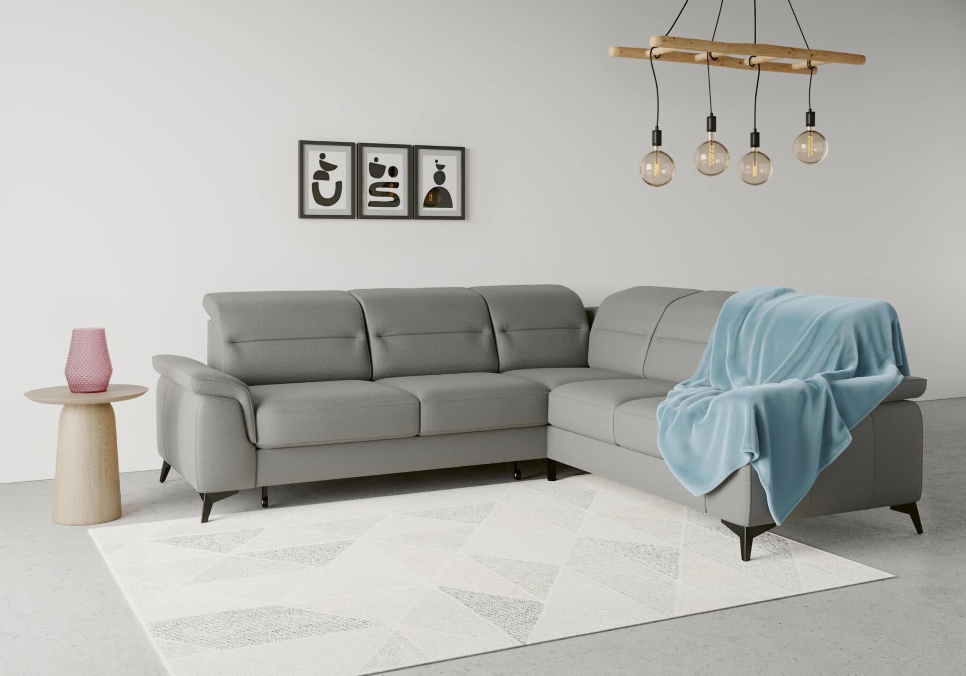 Sit & More Ecksofa Sinatra L-Form Grau mit Bettfunktion