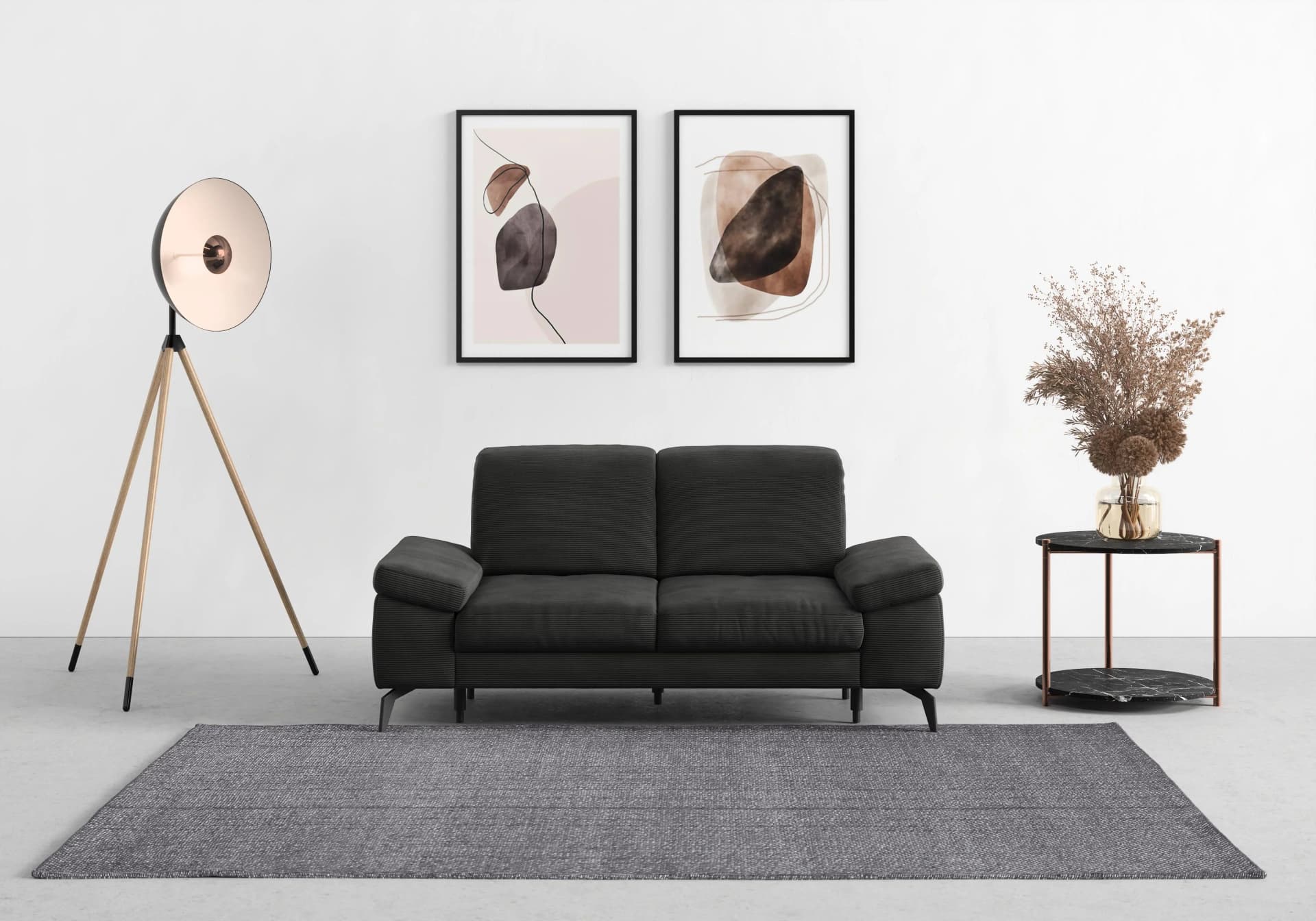 Sit & More 2-Sitzer Sofa Cabana Anthrazit Feincord