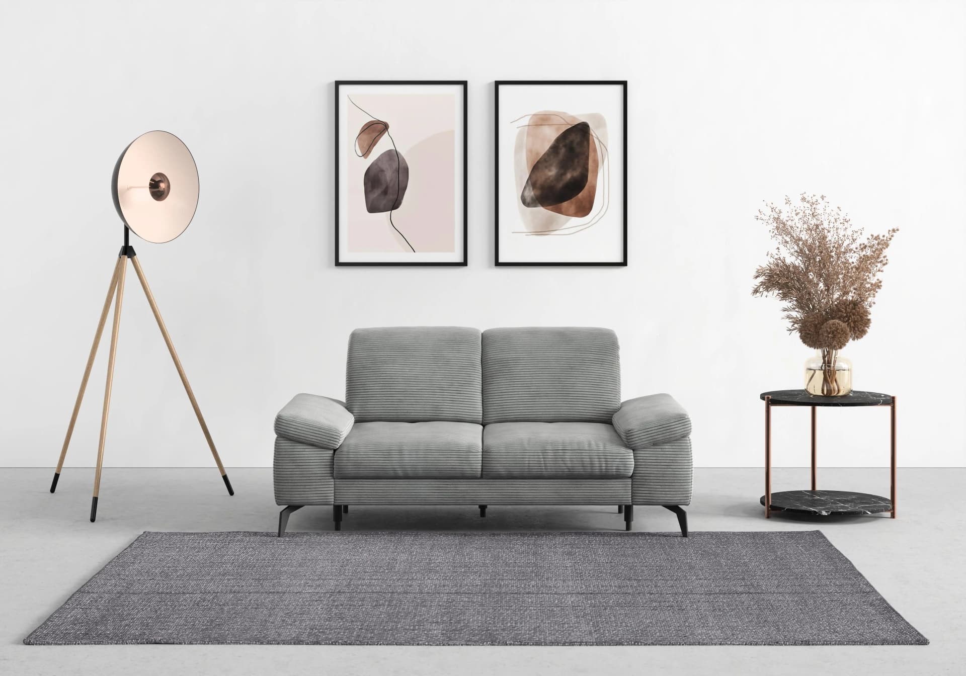Sit & More 2-Sitzer Sofa "Cabana" Silber Federkern-Polsterung
