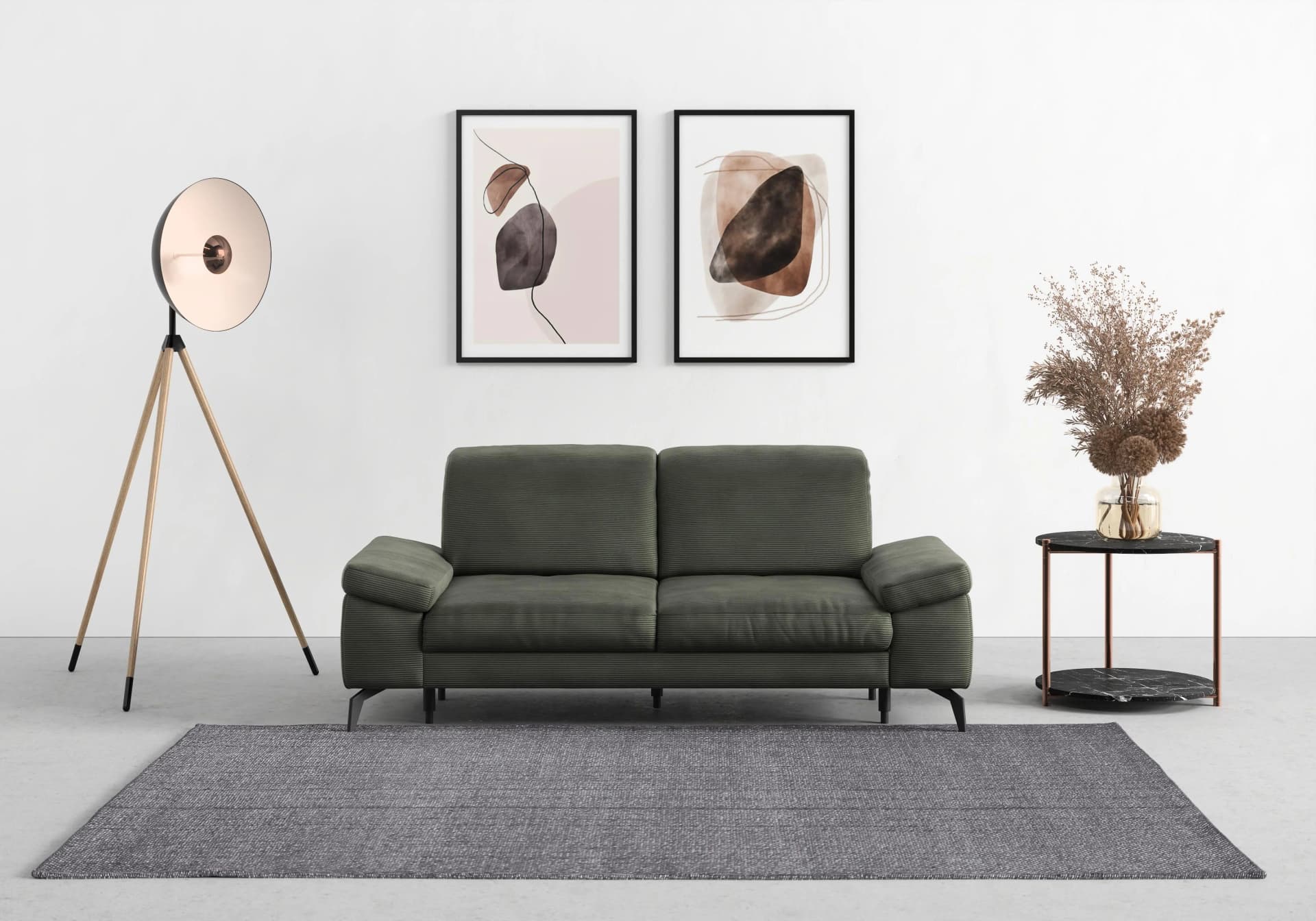SIT & MORE Sofa Cabana 2,5-Sitzer Olivgrün Feincord