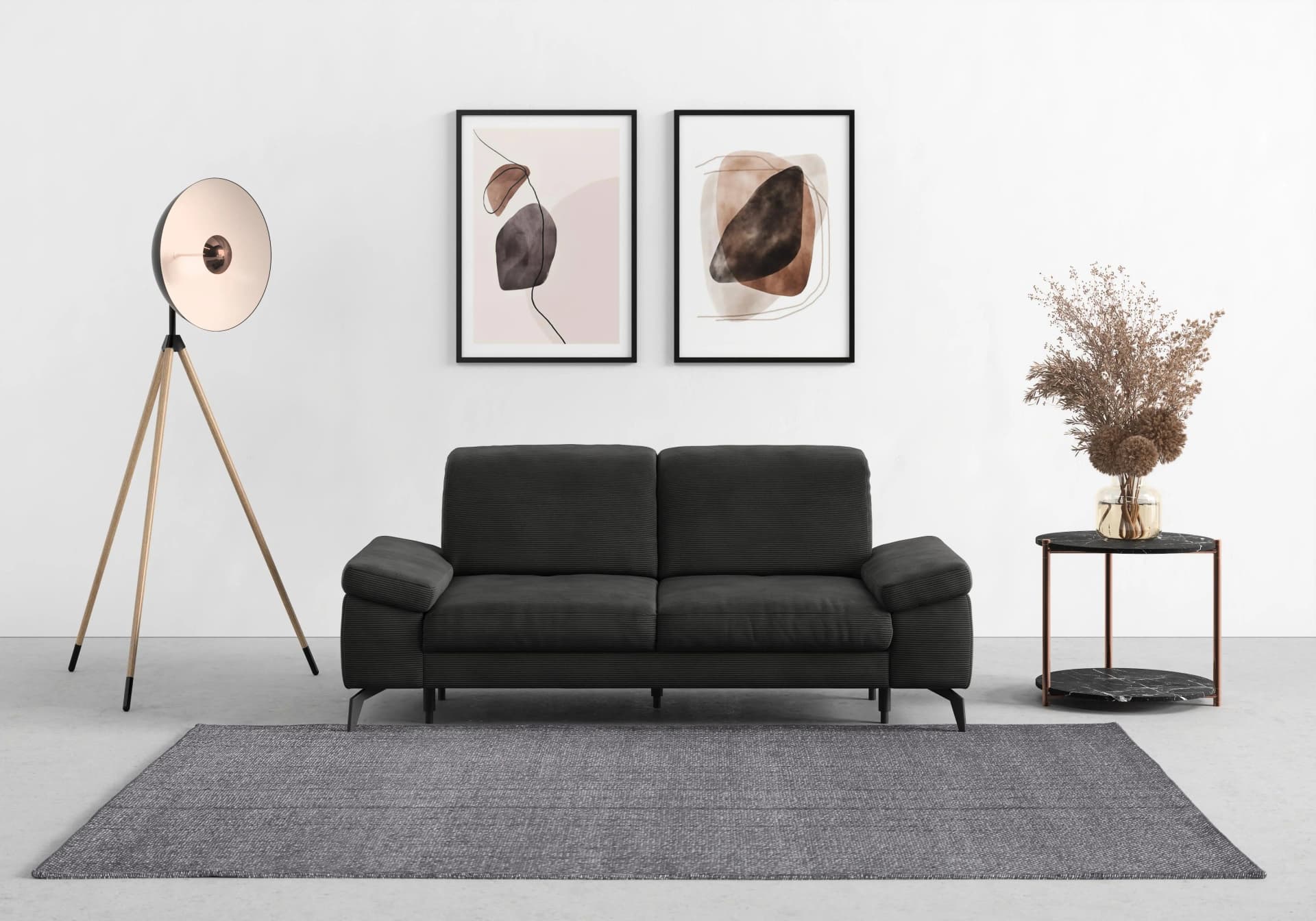 SIT & MORE Cabana 2,5-Sitzer Sofa Anthrazit mit Verstellfunktionen