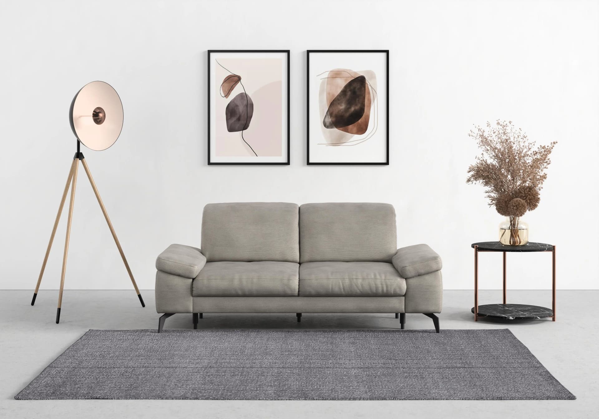 SIT & MORE Cabana 2,5-Sitzer Sofa Grau mit Sitztiefenverstellung
