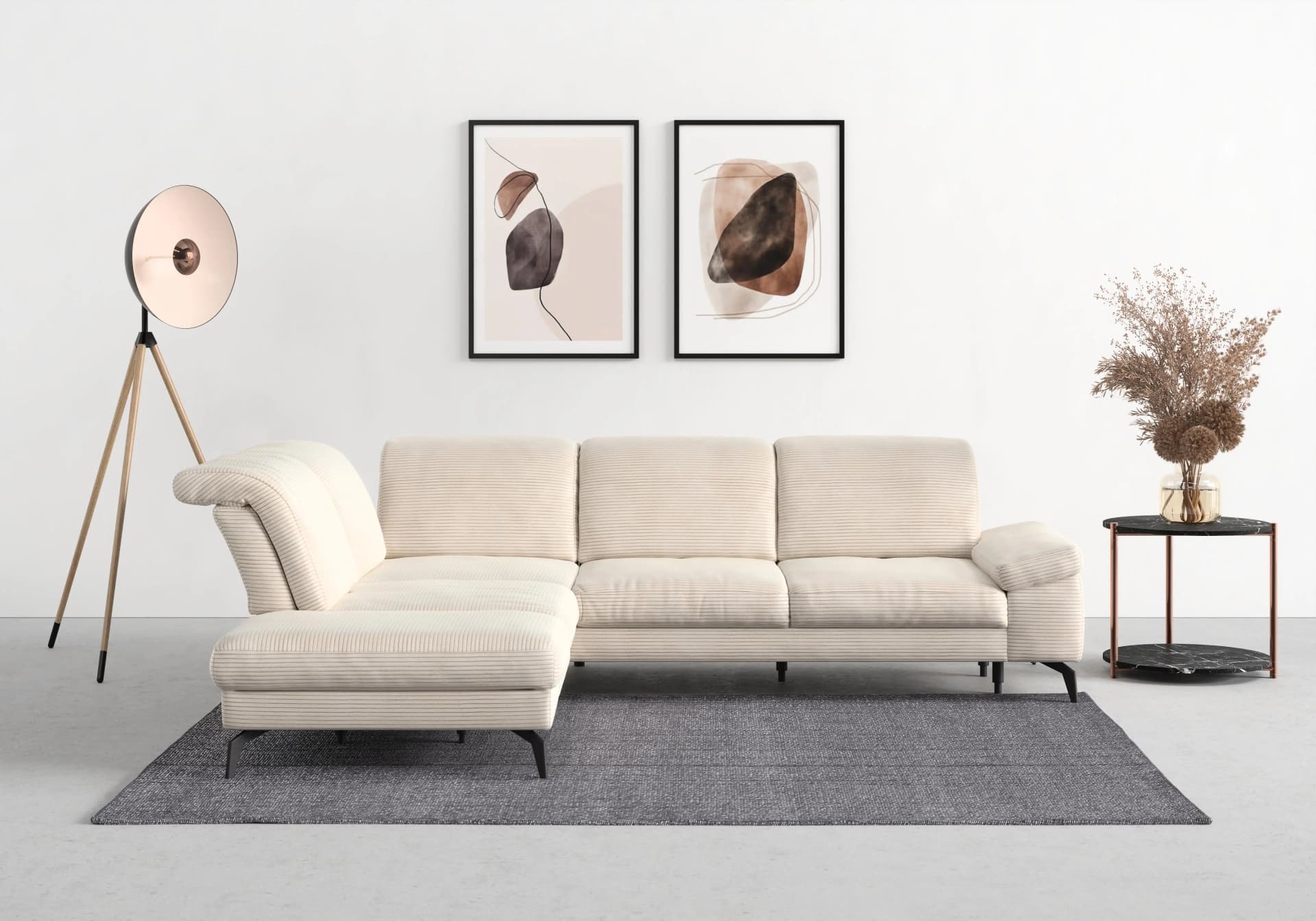 SIT & MORE Ecksofa Cabana L-Form Creme Polyester