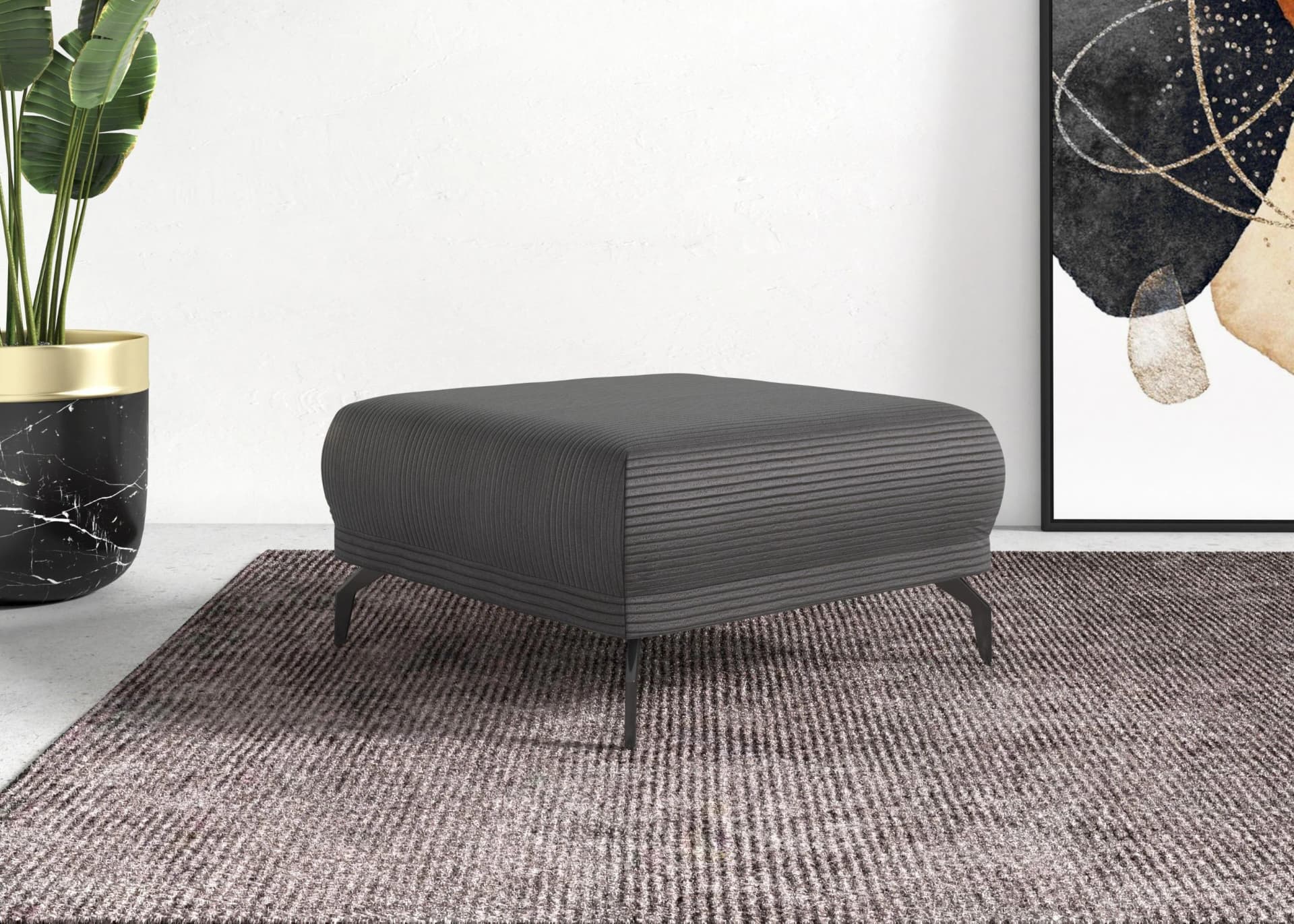 Hocker HOME AFFAIRE Coco Grau Breitcord 100% Polyester