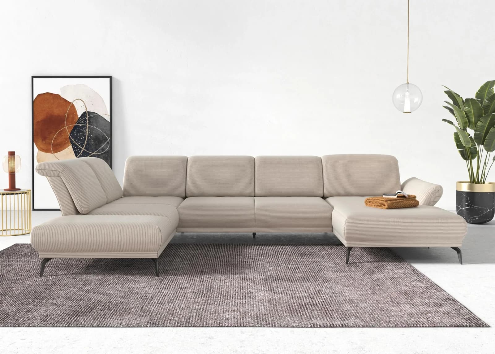 SIT & MORE Coco U-Form Wohnlandschaft Beige Cord