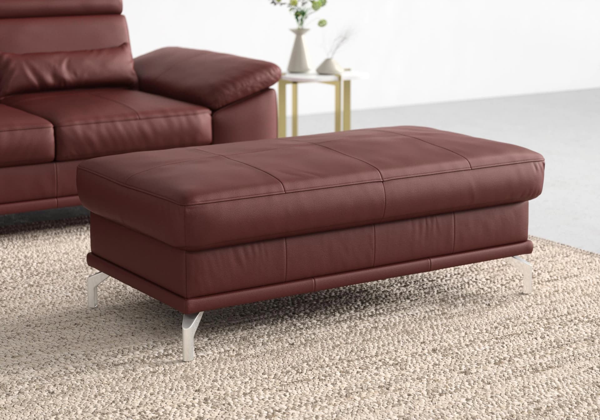 SIT & MORE Hocker Cabrio Leder Merlot 133x72x48 cm