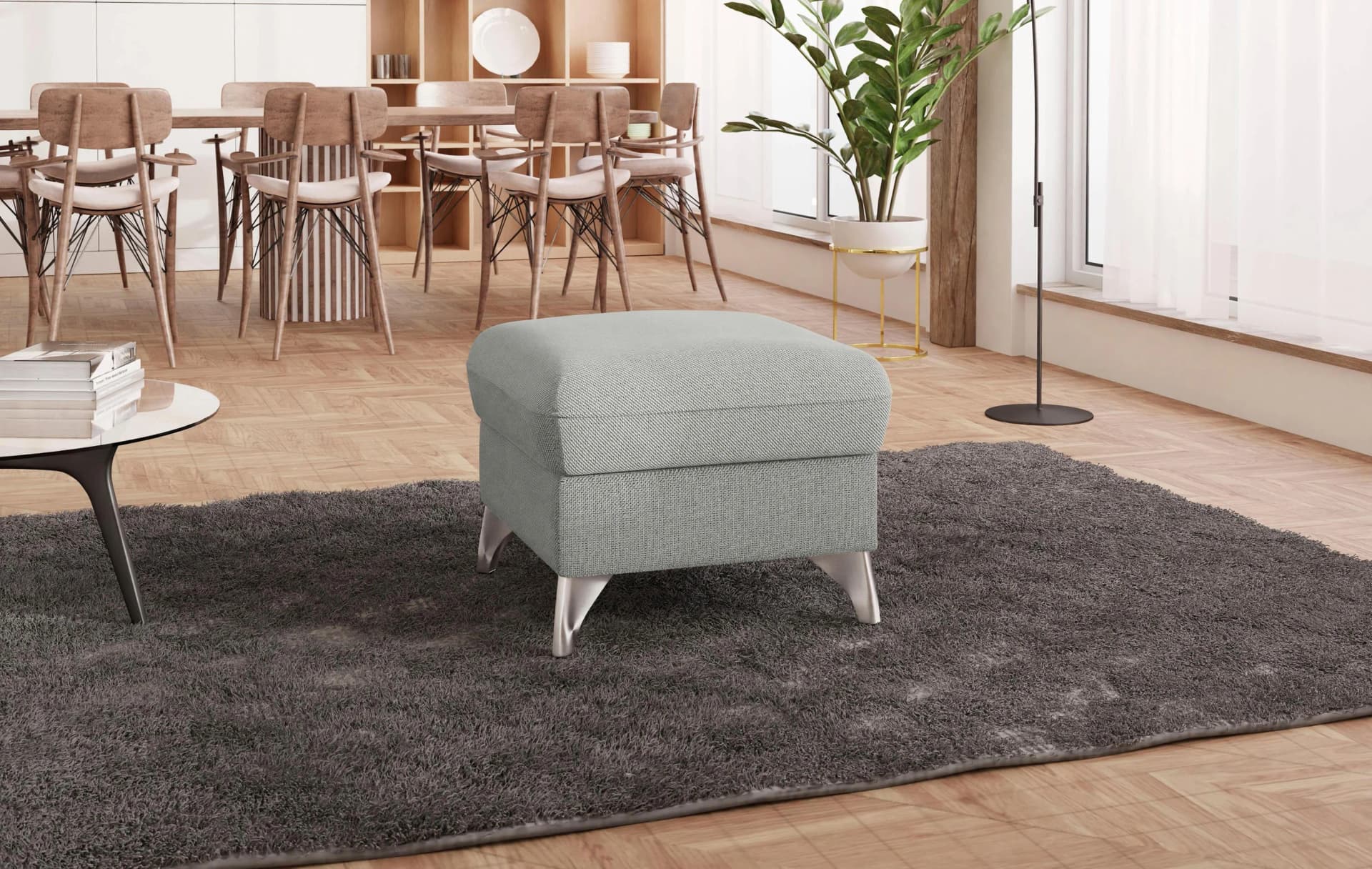 SIT & MORE Polsterhocker Astoria Hellgrau mit Stauraum