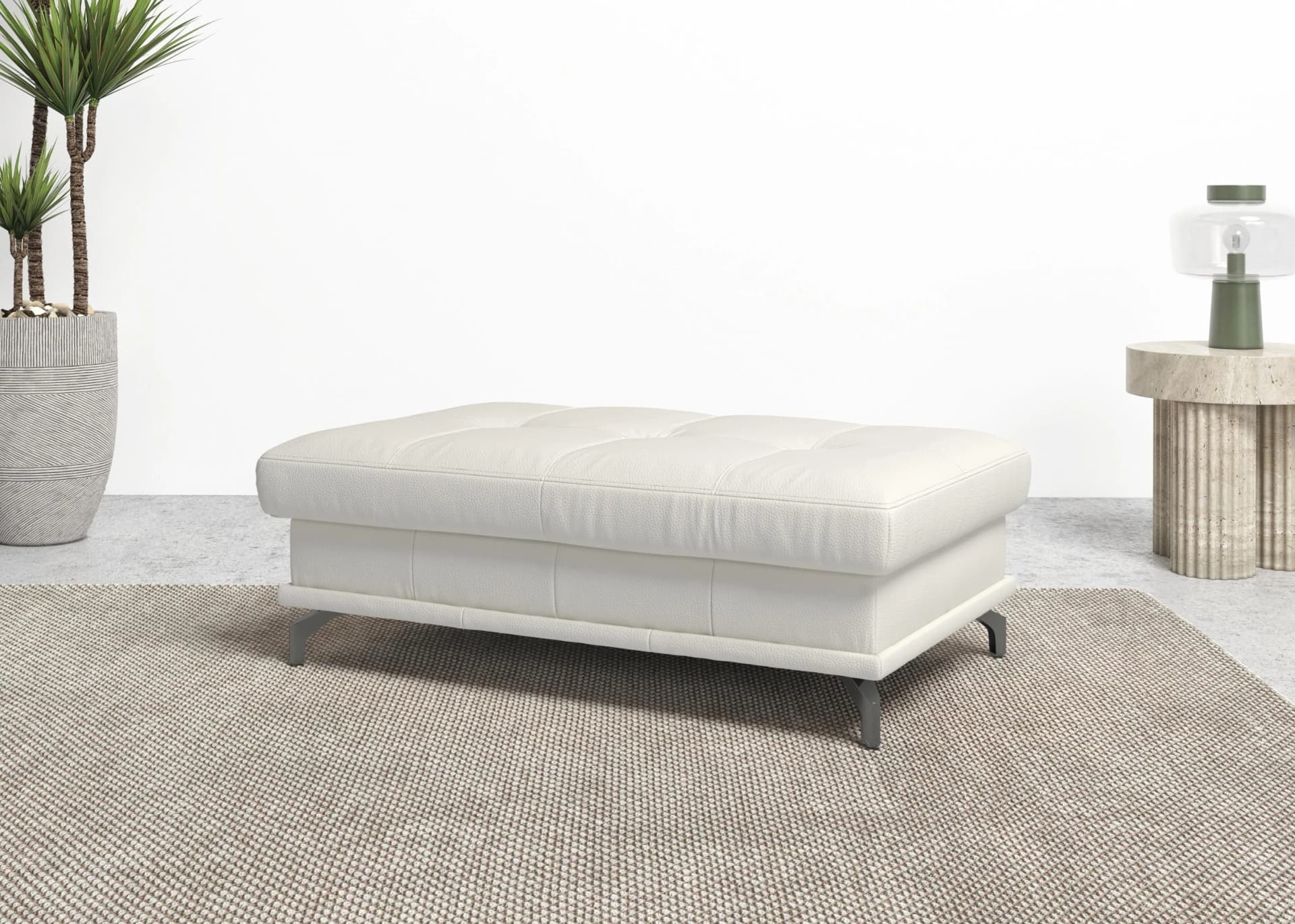 OTTO HOME Polsterhocker Costello Altweiß Luxus-Microfaser