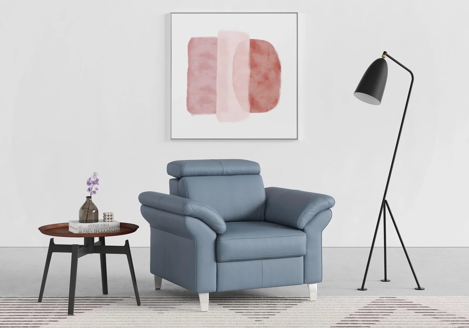 Sessel SIT & MORE Arngast Grau Blau Microfaser mit Kopfteilverstellung
