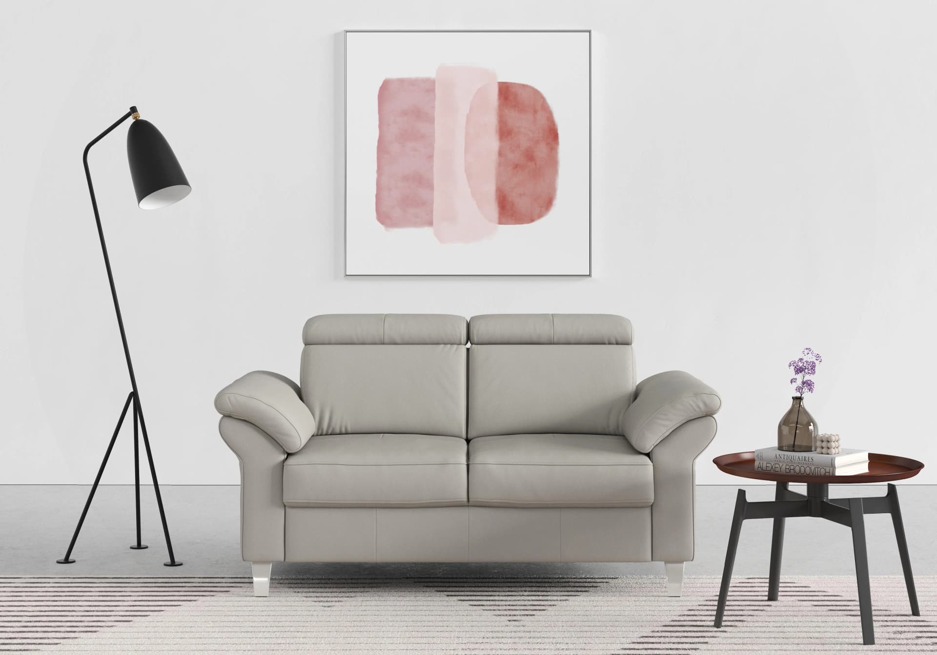 Sit & More 2-Sitzer Sofa Arngast Grau NaturLEDER Federkern