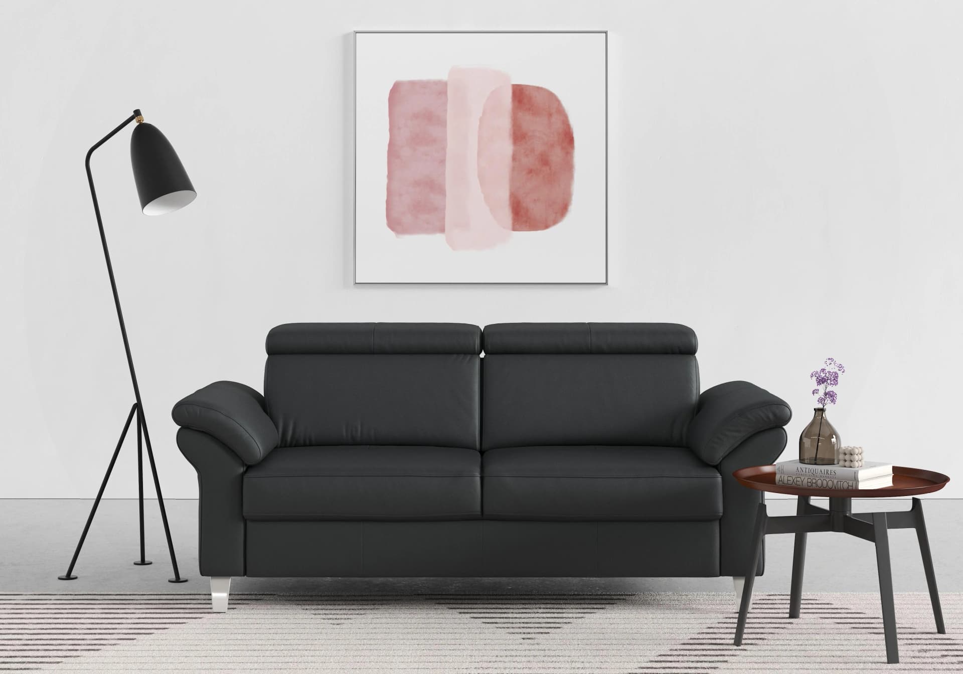 SIT & MORE Arngast 2,5-Sitzer Sofa Schwarz mit Kopfteilverstellung