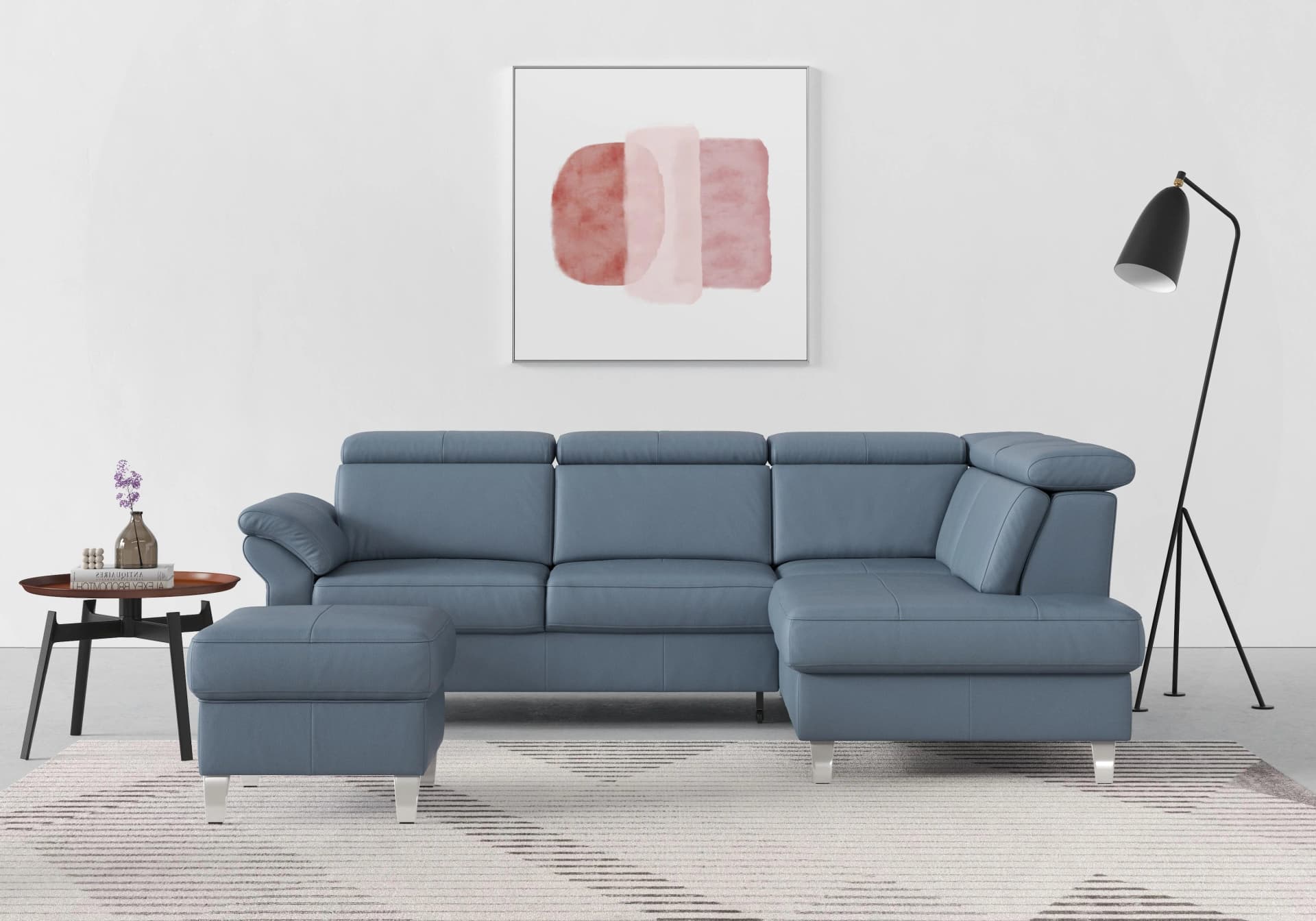 Ecksofa SIT & MORE Arngast L-Form Grau Blau mit Bettfunktion