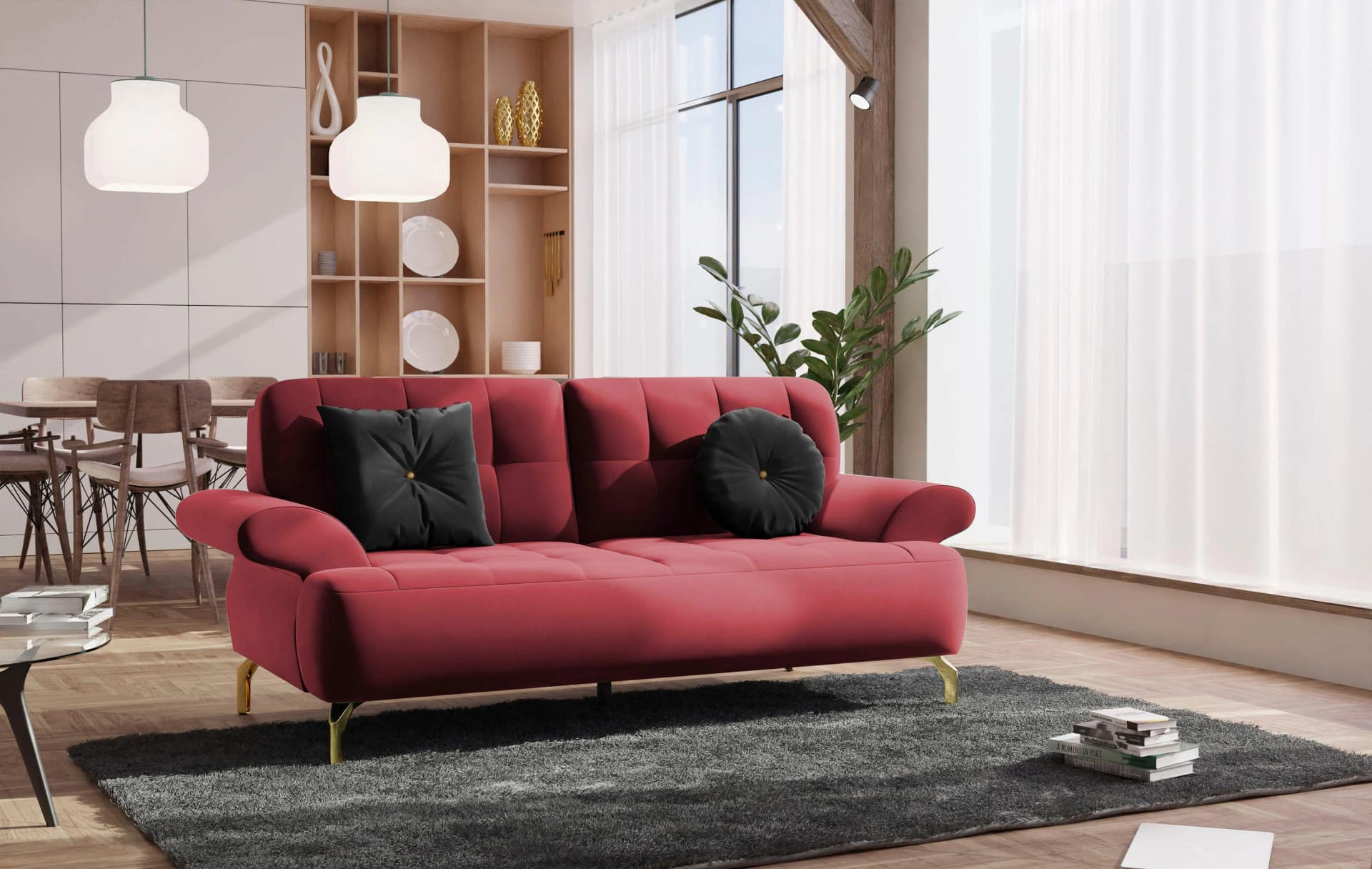 SIT & MORE 2-Sitzer Sofa Orient 1 Rot mit Strass-Steinen