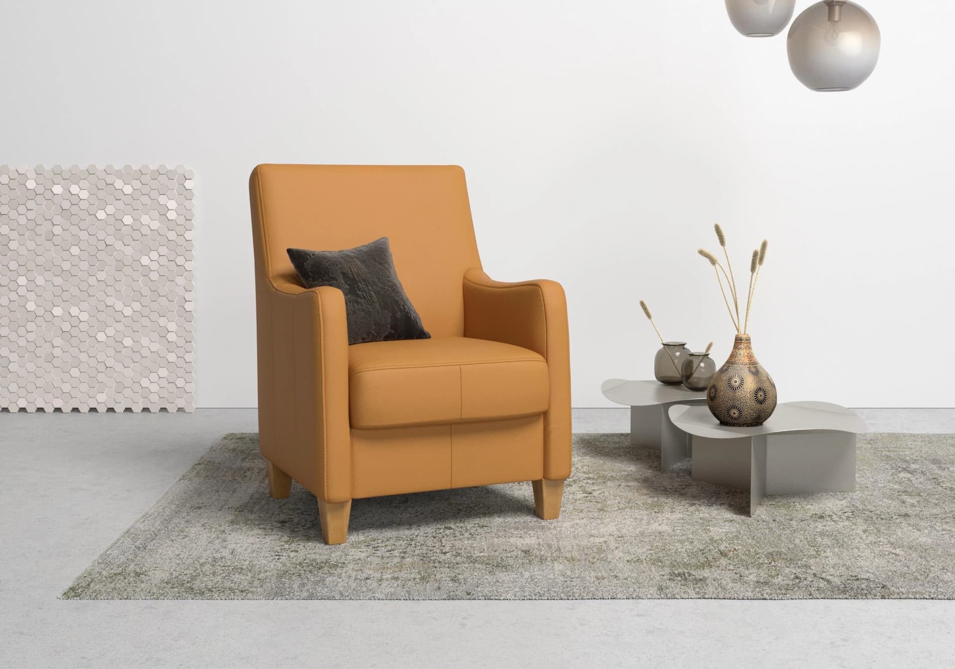 Home Affaire Sessel Palmera Curry Luxus-Microfaser Lederoptik