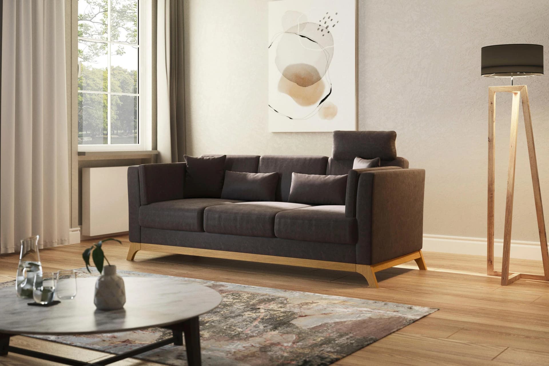 Home Affaire 3-Sitzer Sofa Viva Braun Microfaser