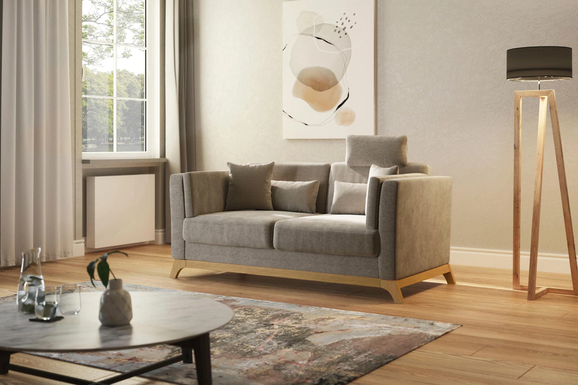 HOME AFFAIRE Viva 2,5-Sitzer Sofa Beige Eiche