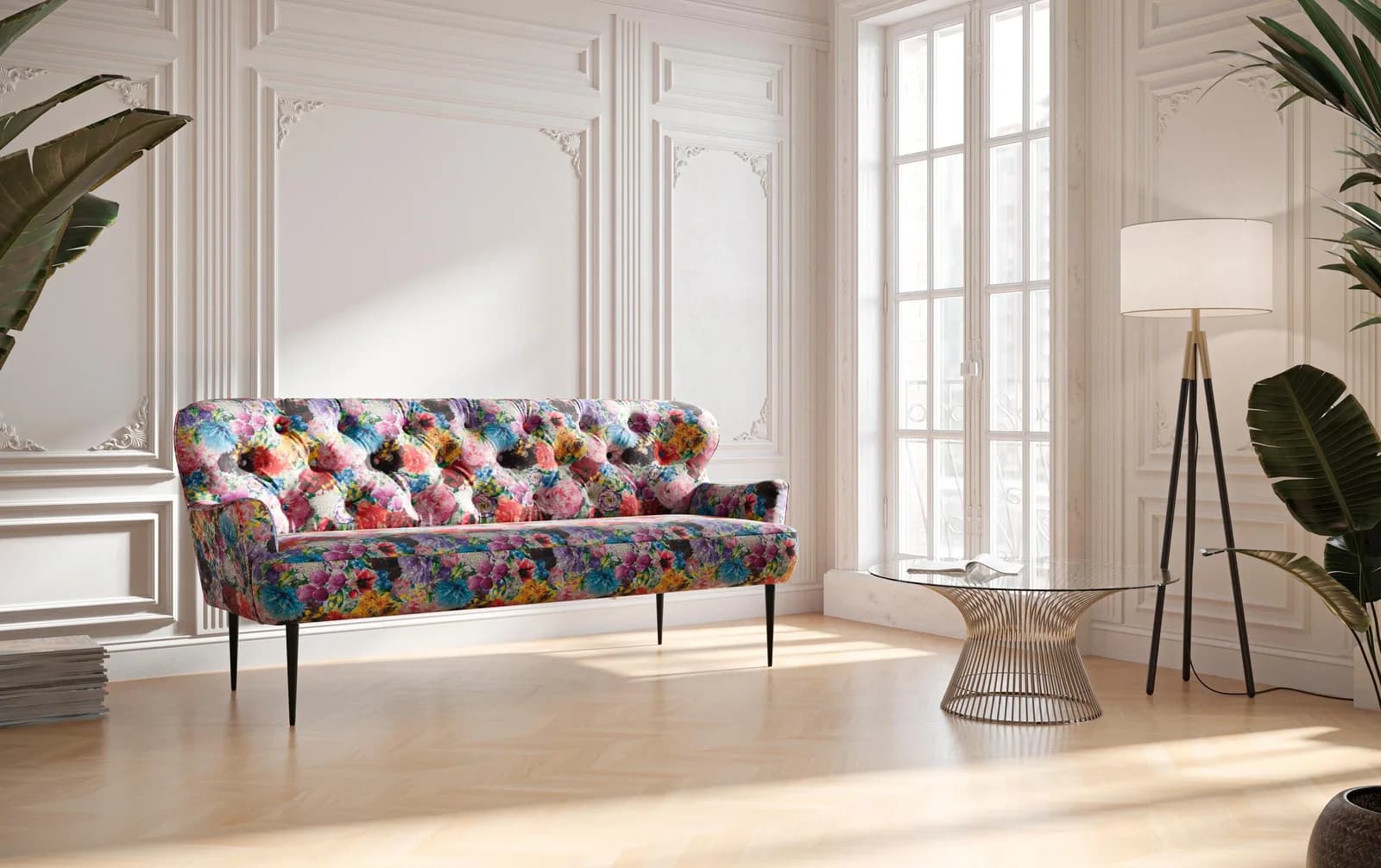 HOME AFFAIRE 3-Sitzer Sofa Amber Rosa/Rot mit Knopfheftung