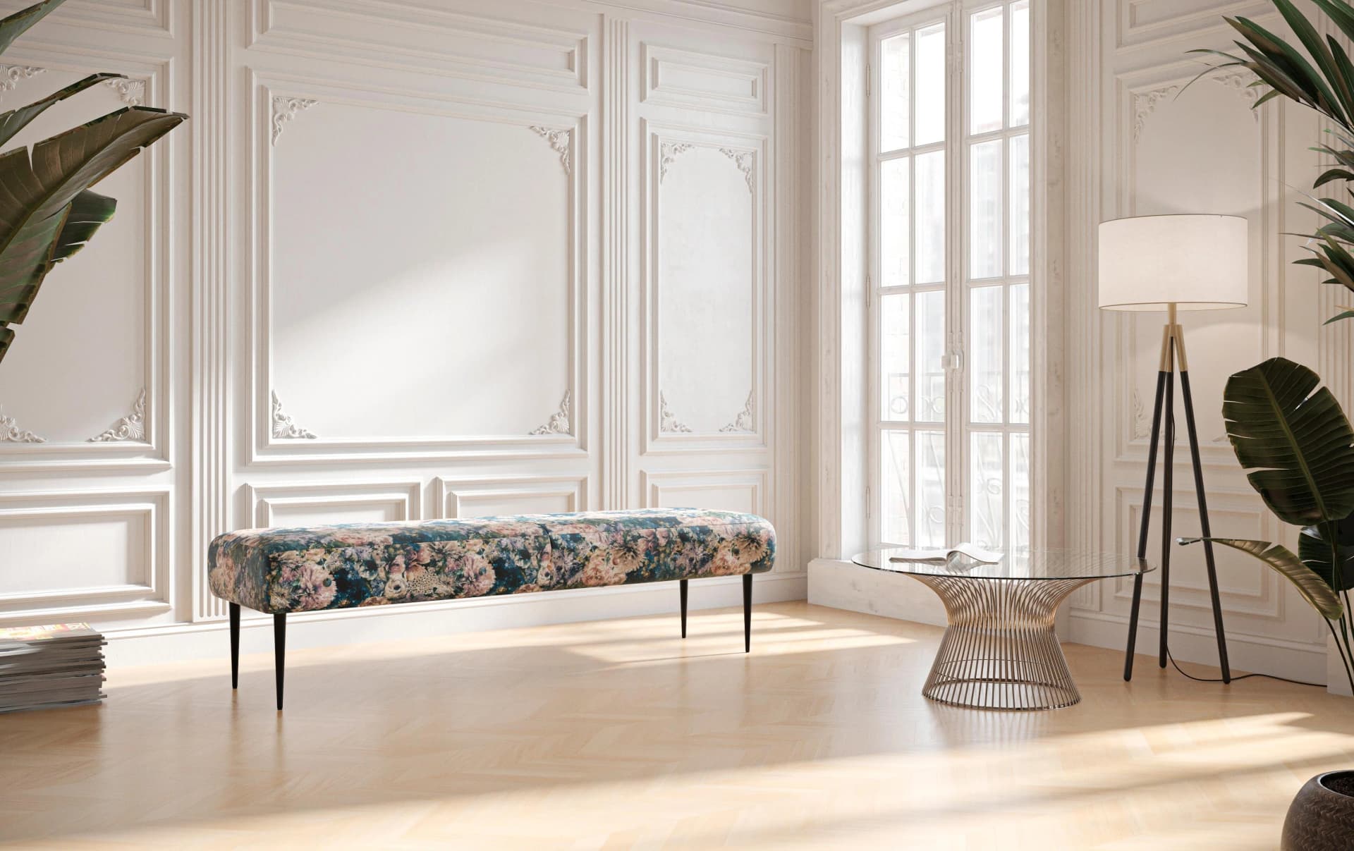 HOME AFFAIRE Amber 3-Sitzer Sofa Rosa/Grün Polyester