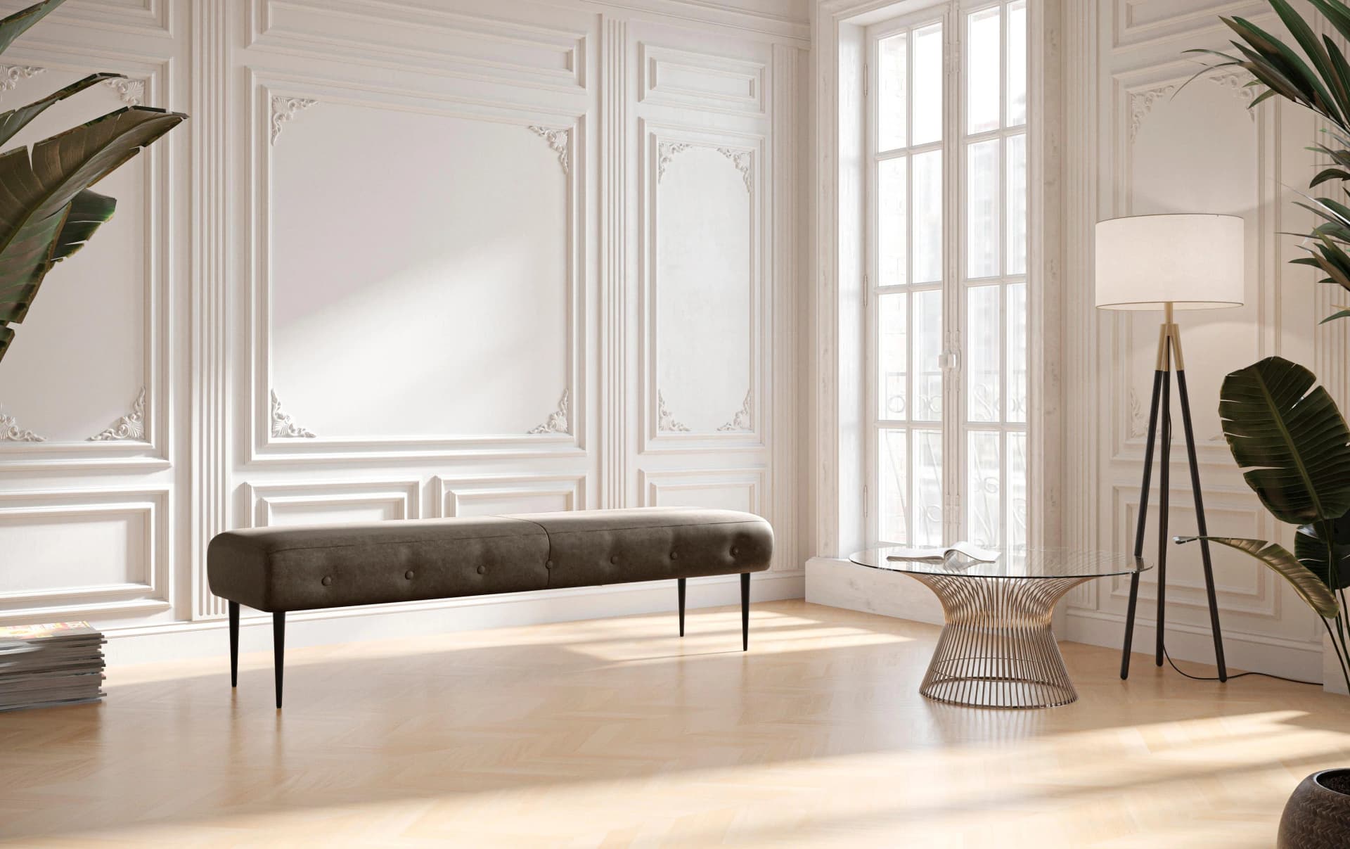 HOME AFFAIRE Amber 3-Sitzer Sofa Anthrazit mit Knopfheftung