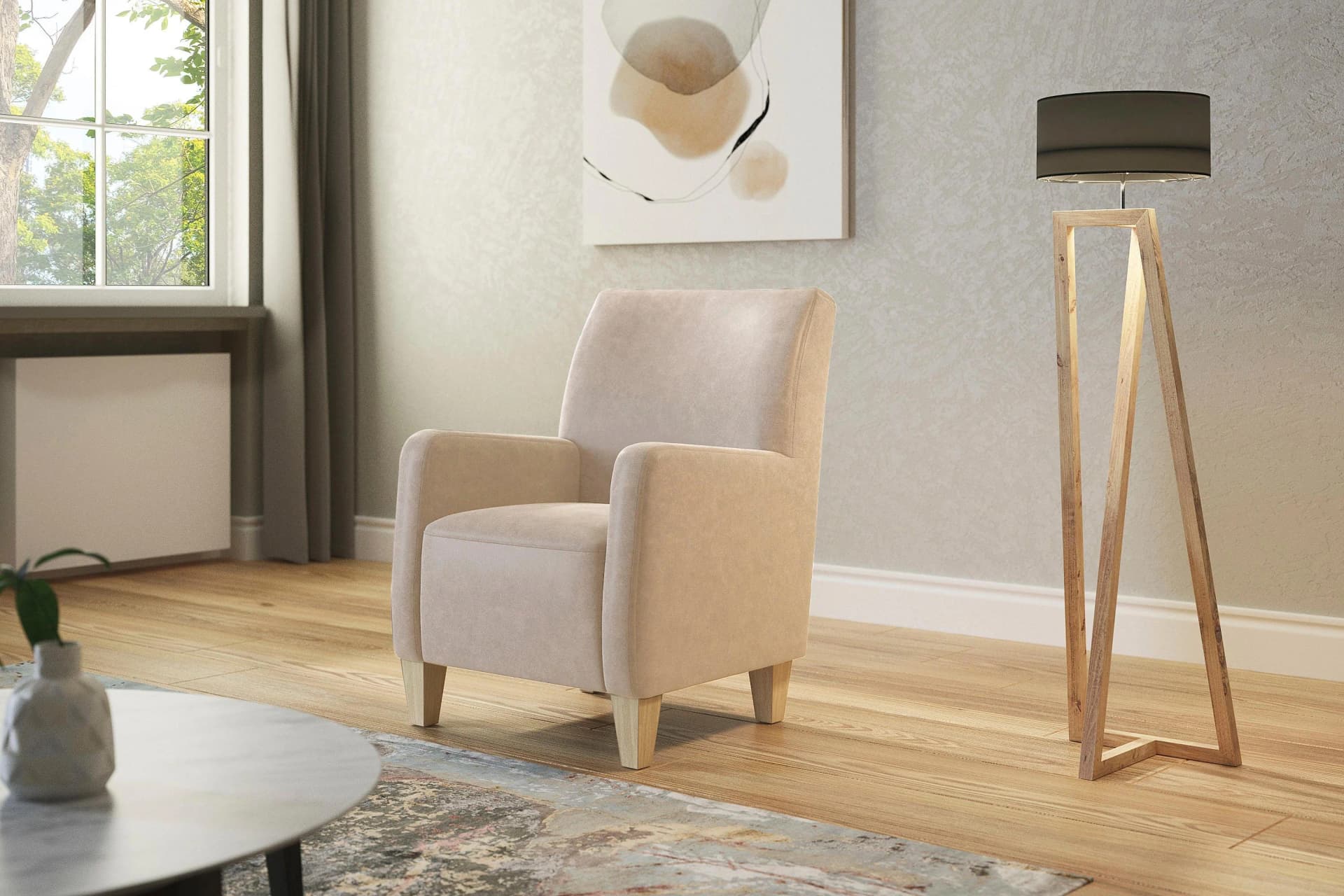 HOME AFFAIRE Sessel Viva Beige mit Holzfüßen