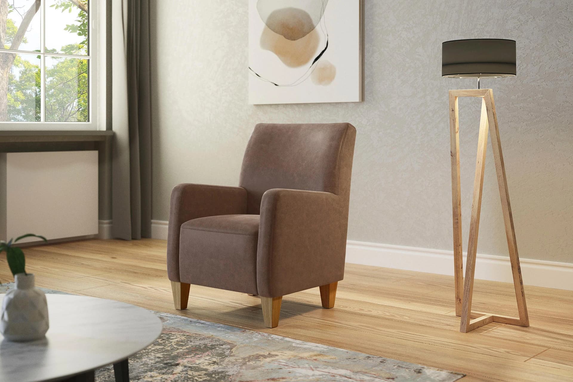 Home Affaire Sessel Viva Nougat Microfaser mit Eichenfüßen