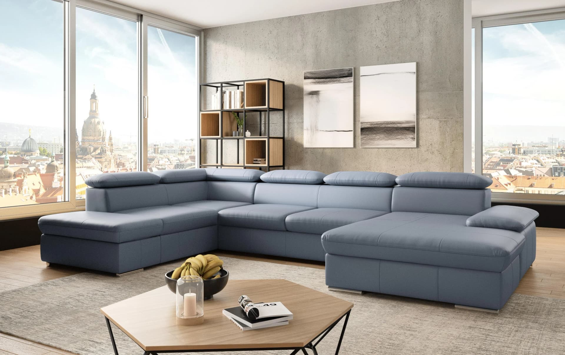 SIT & MORE Wohnlandschaft Valantine U-Form GrauBlau