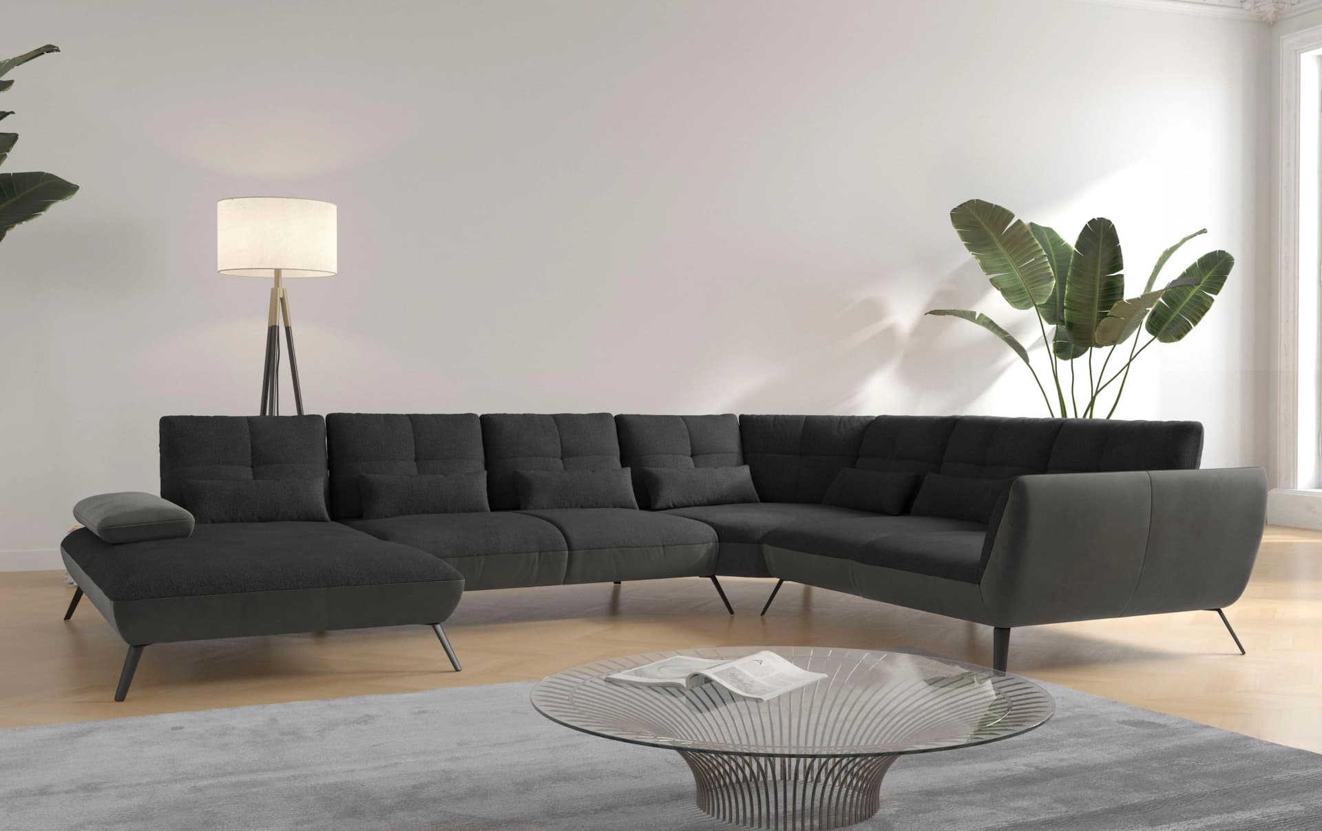 OTTO HOME Wohnlandschaft Mikado U-Form Grau Polyester