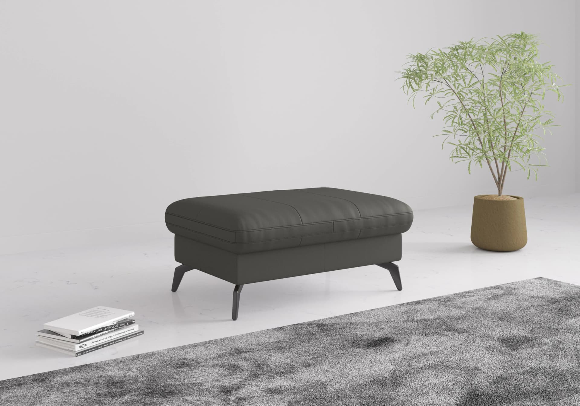 SIT & MORE Morris Polsterhocker mit Stauraum in Anthrazit