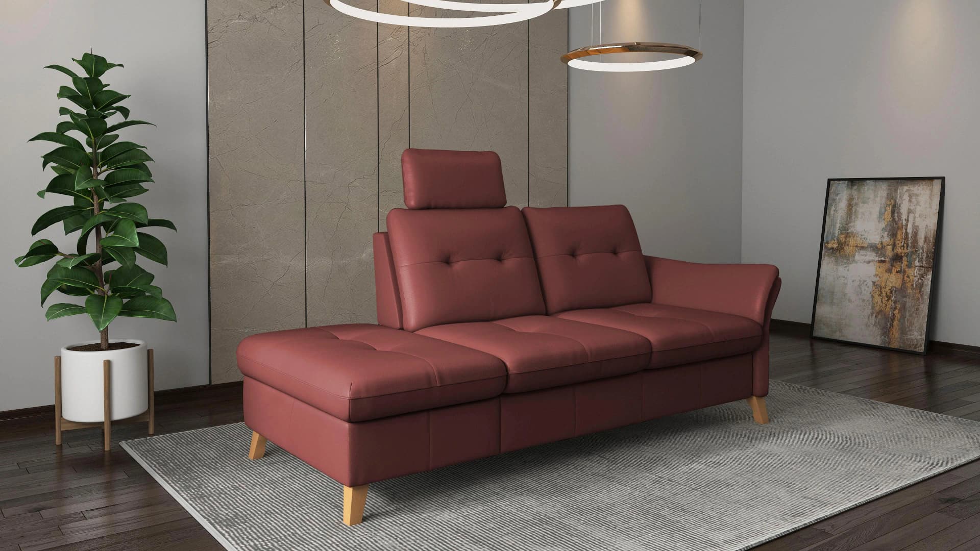 Sit & MORE Recamiere Göteborg NaturLEDER Merlot
