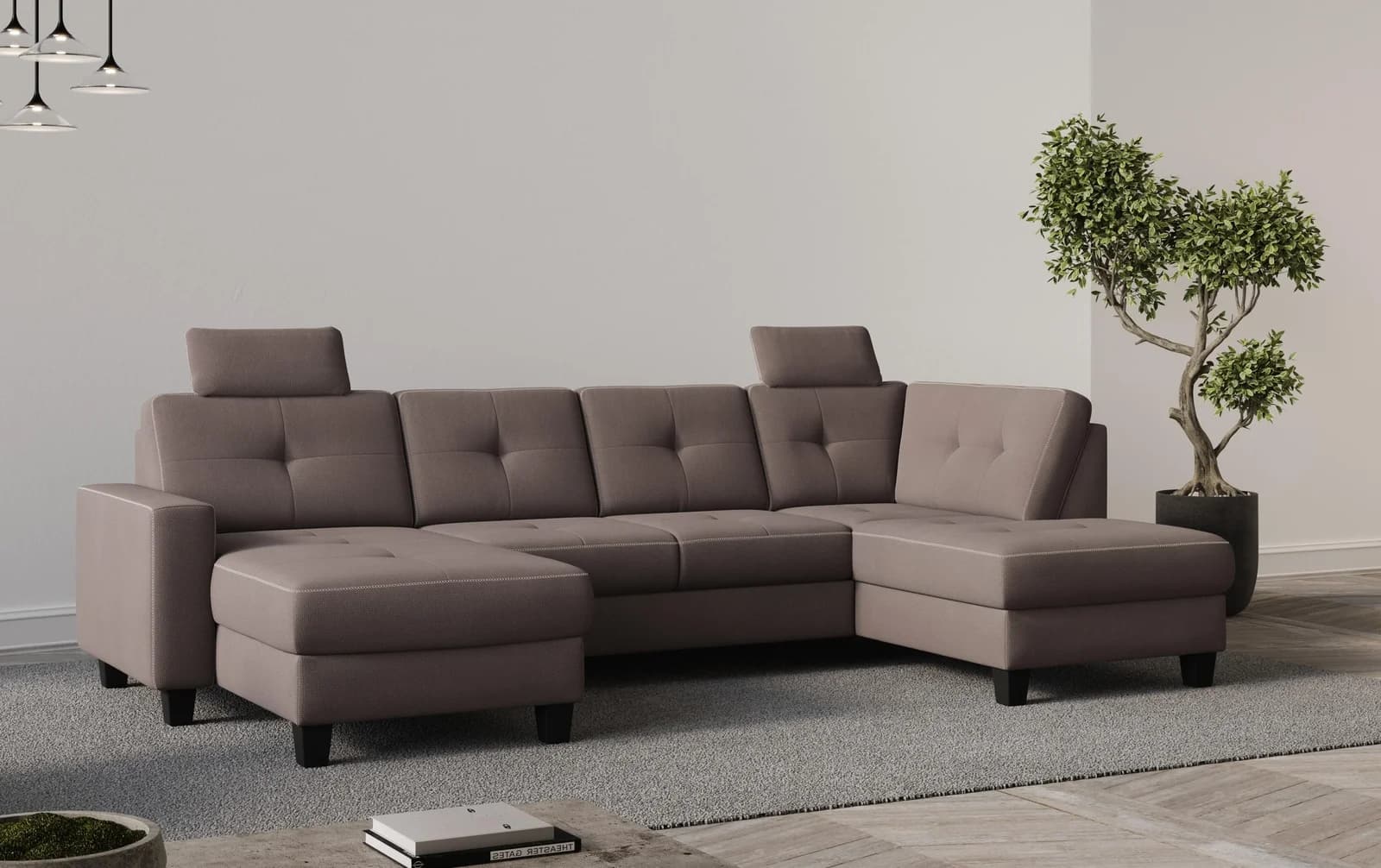 Home Affaire Wohnlandschaft Varese Grau Taupe mit Bettfunktion