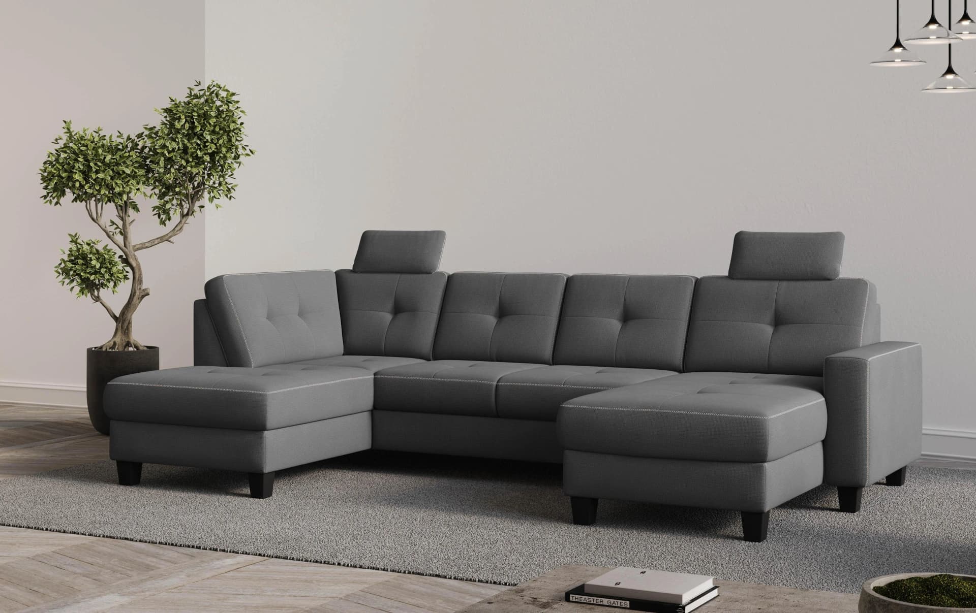 Home Affaire Wohnlandschaft Varese Grau mit Bettfunktion