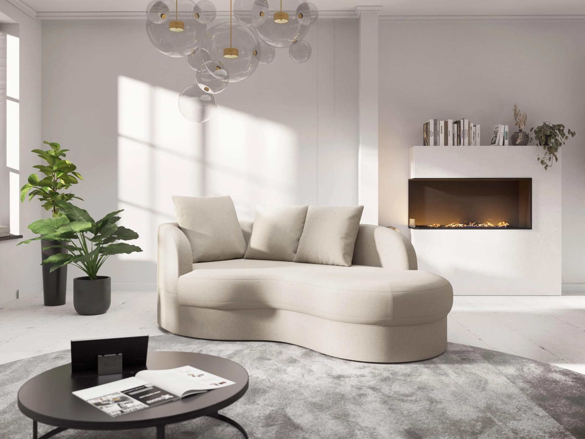 Recamiere SIT & MORE Samba Beige Modernes Sofa mit Rückenkissen
