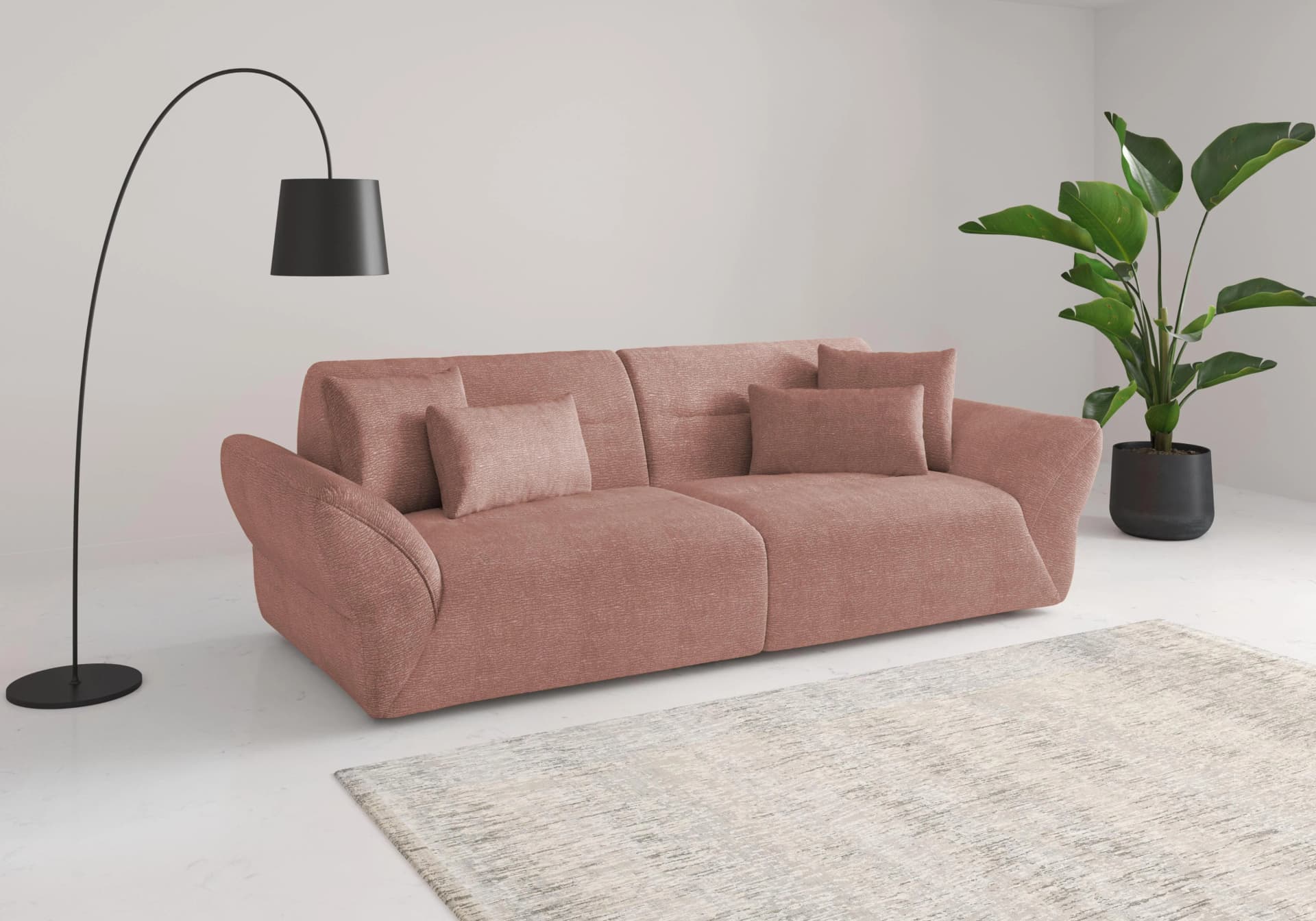 Sit & More Big-Sofa Dali Rosa 300 cm Breite Polyester Chenille